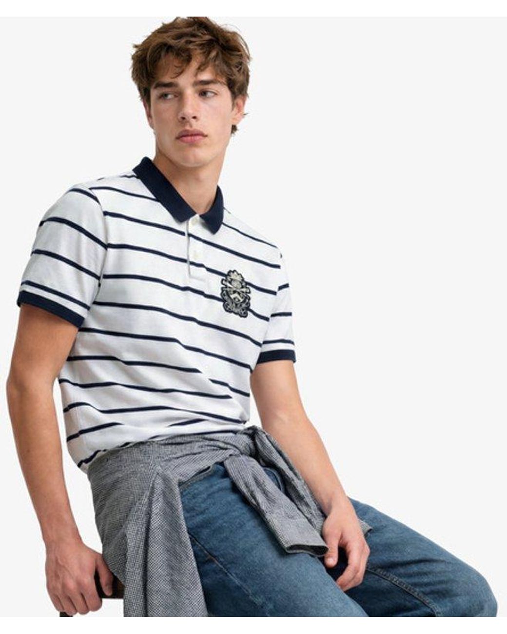 Superdry Metallic & Co Crest Stripe Polo Shirt for men