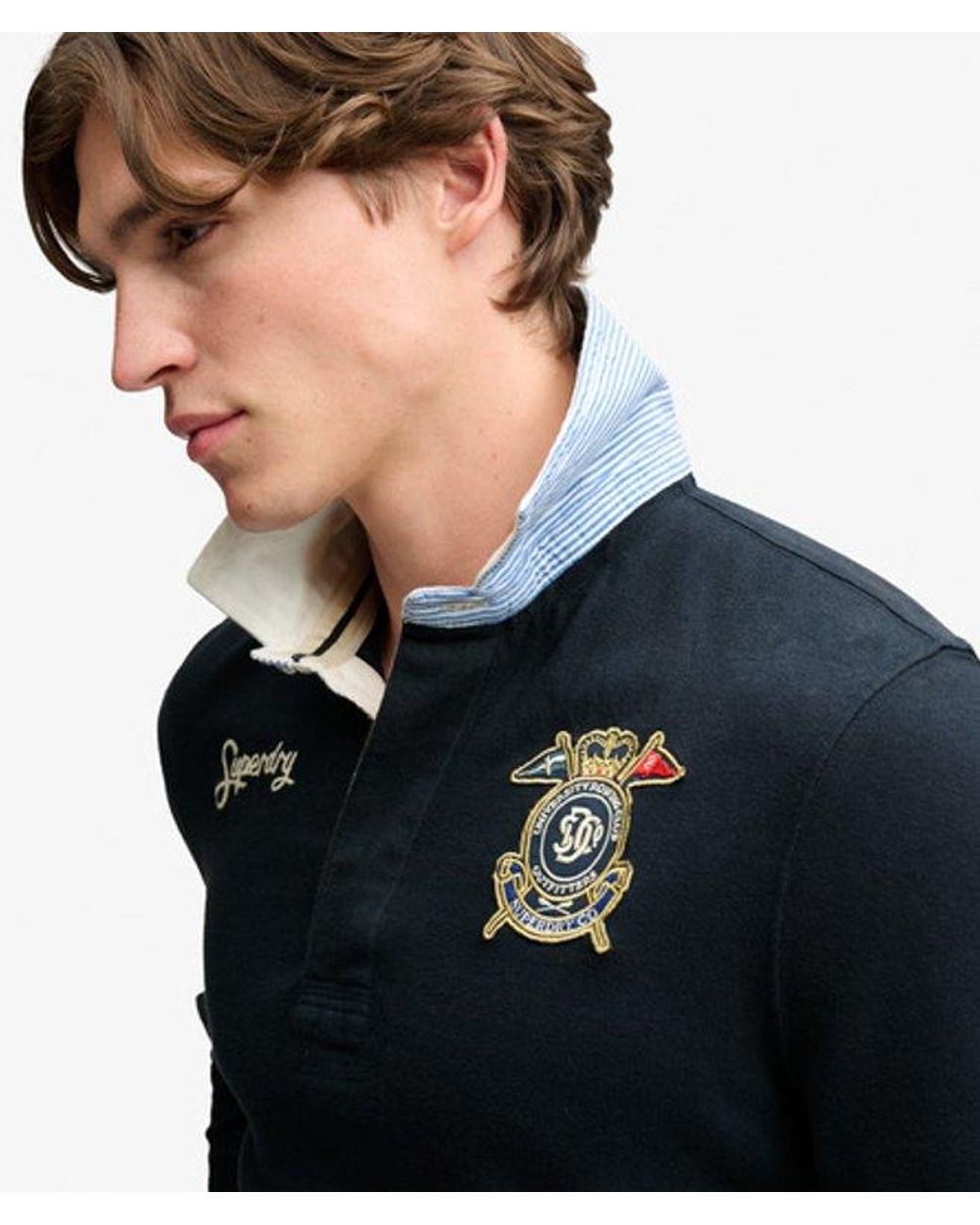 Superdry Blue & Co Double Emblem Rugby Shirt for men