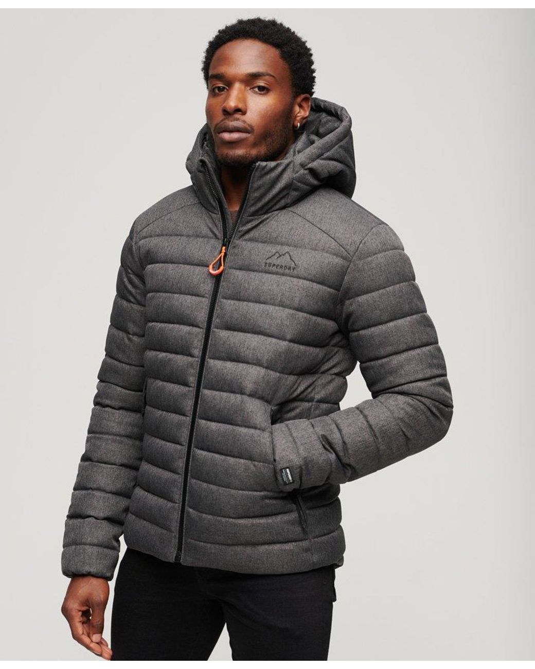 Superdry Hooded Fuji Herringbone Jacket in Gray for Men | Lyst