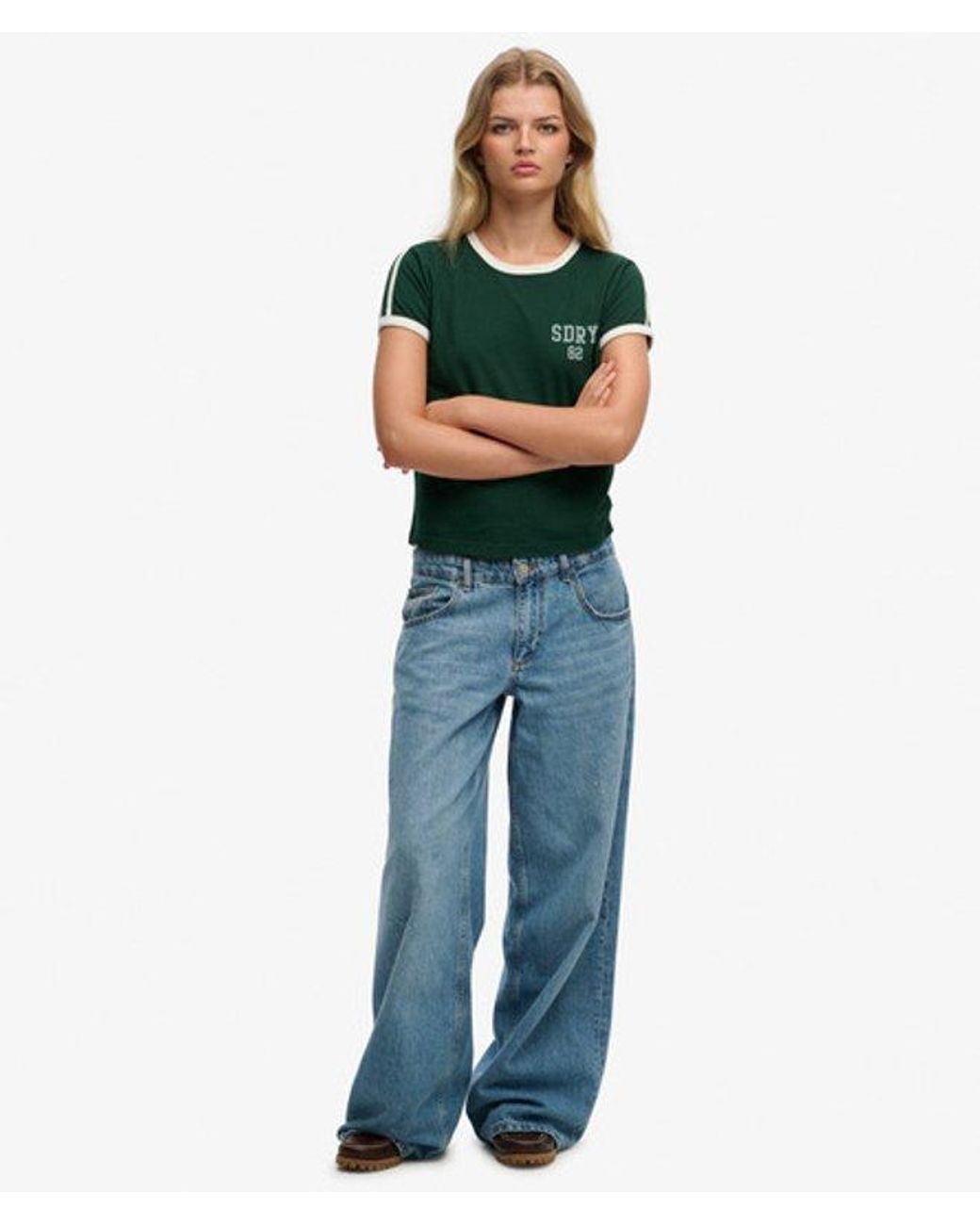 Superdry Green & Co Athletic Essentials Side Stripe T-shirt