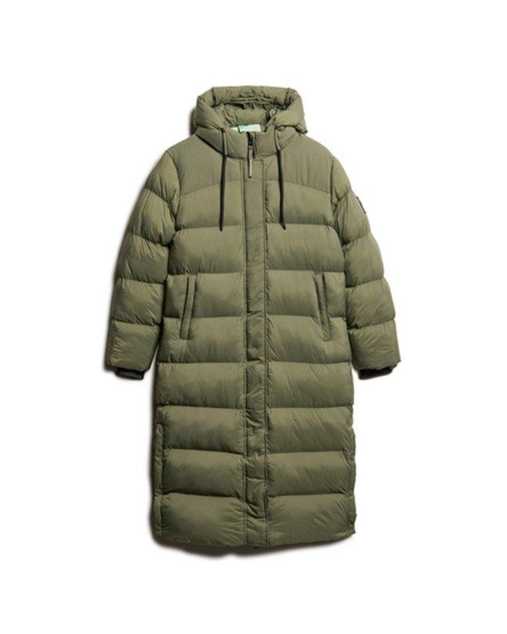 Superdry Green Rip-Stop Longline Puffer Coat