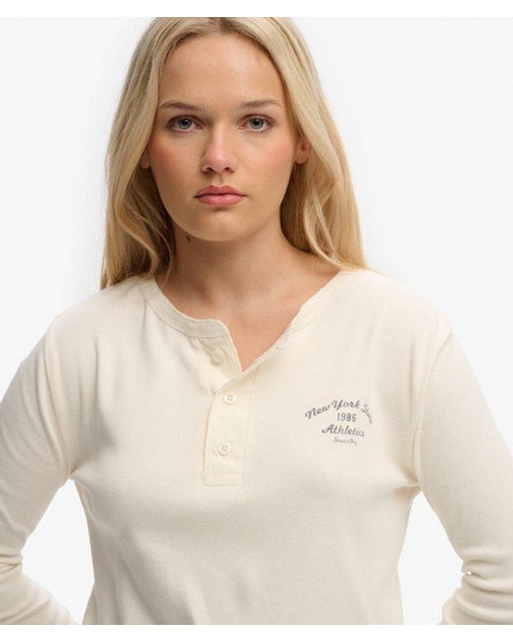 Superdry Natural & Co Athletic Essentials Button Down Long Sleeve Top