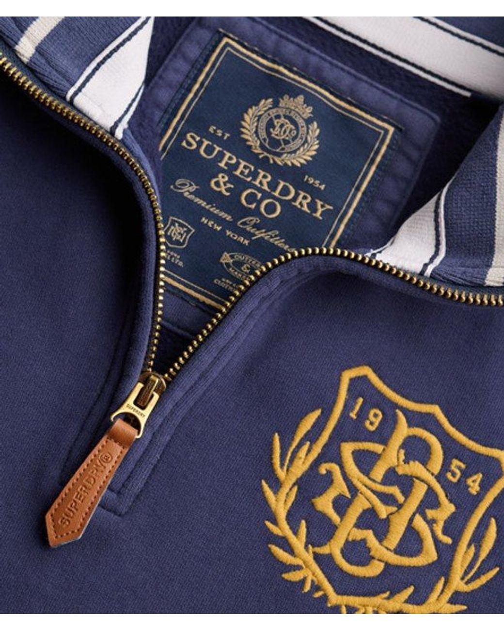 Superdry Blue & Co Gothic Varsity Half Zip Sweatshirt for men
