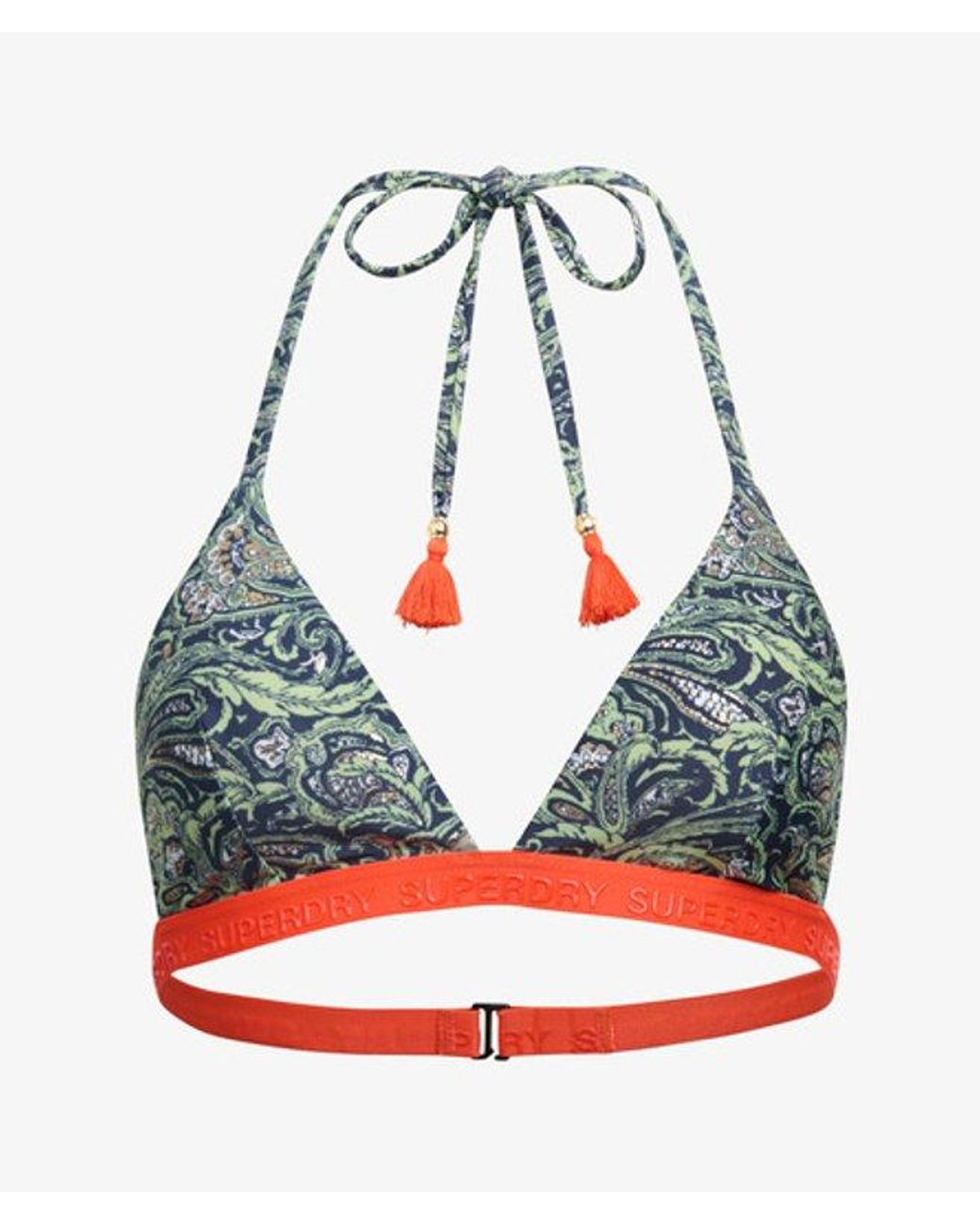 Superdry Brown & Co Print Triangle Bikini Top