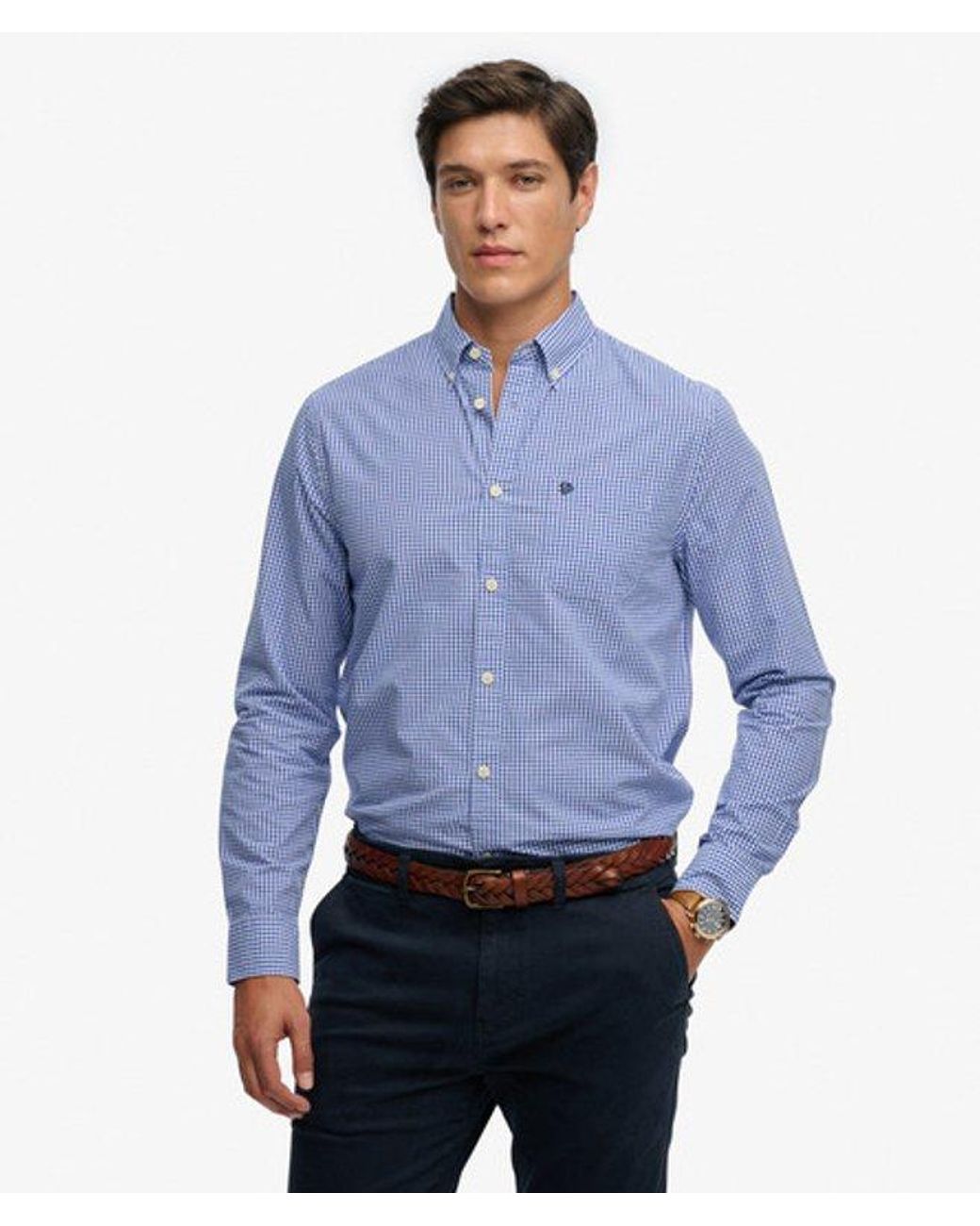 Superdry Blue & Co Preppy Poplin Long Sleeve Shirt for men