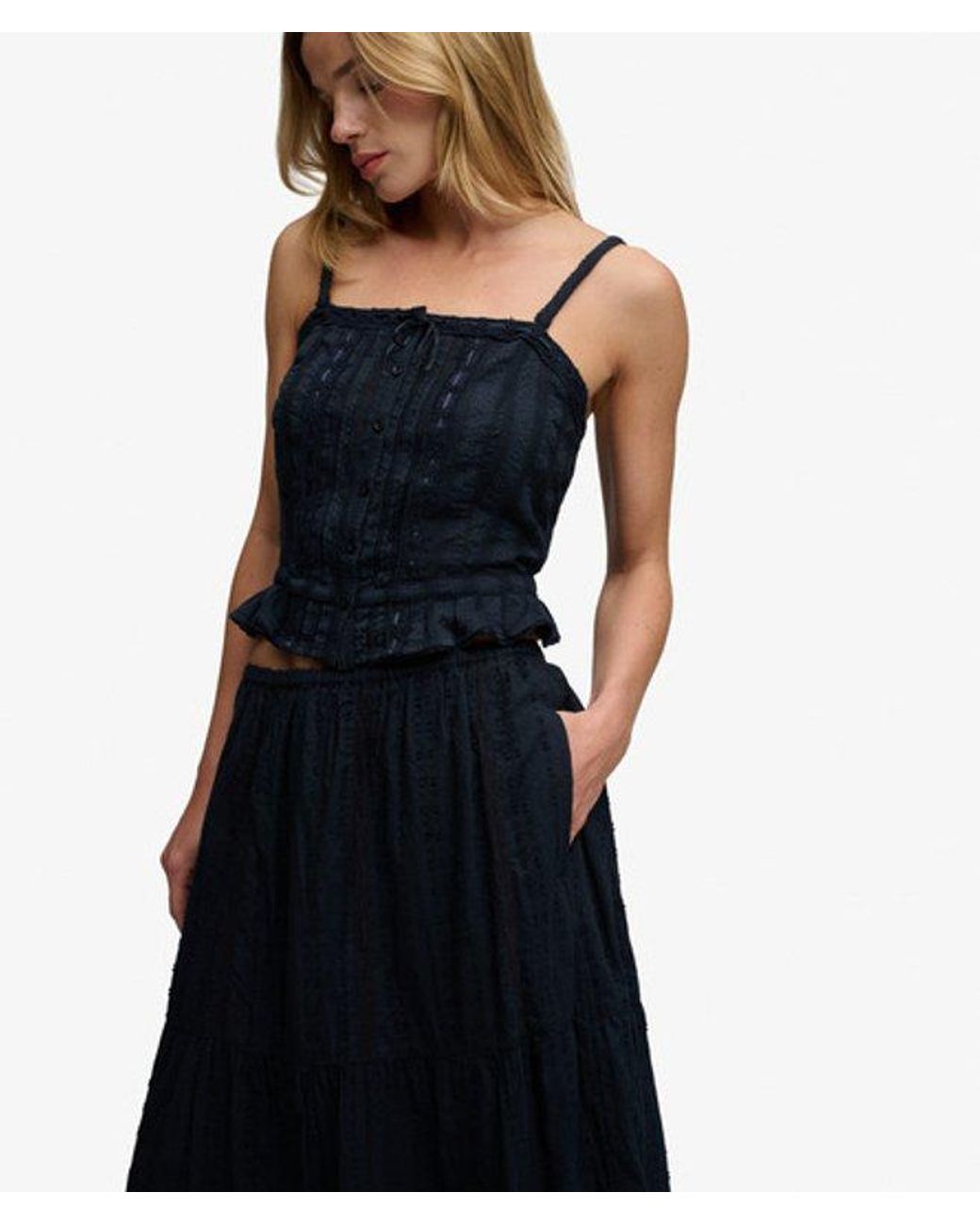 Superdry Black & Co Tiered Maxi Skirt