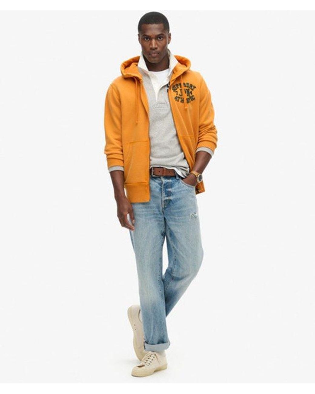 Superdry Vintage Athletic Zip Hoodie in het Orange voor heren