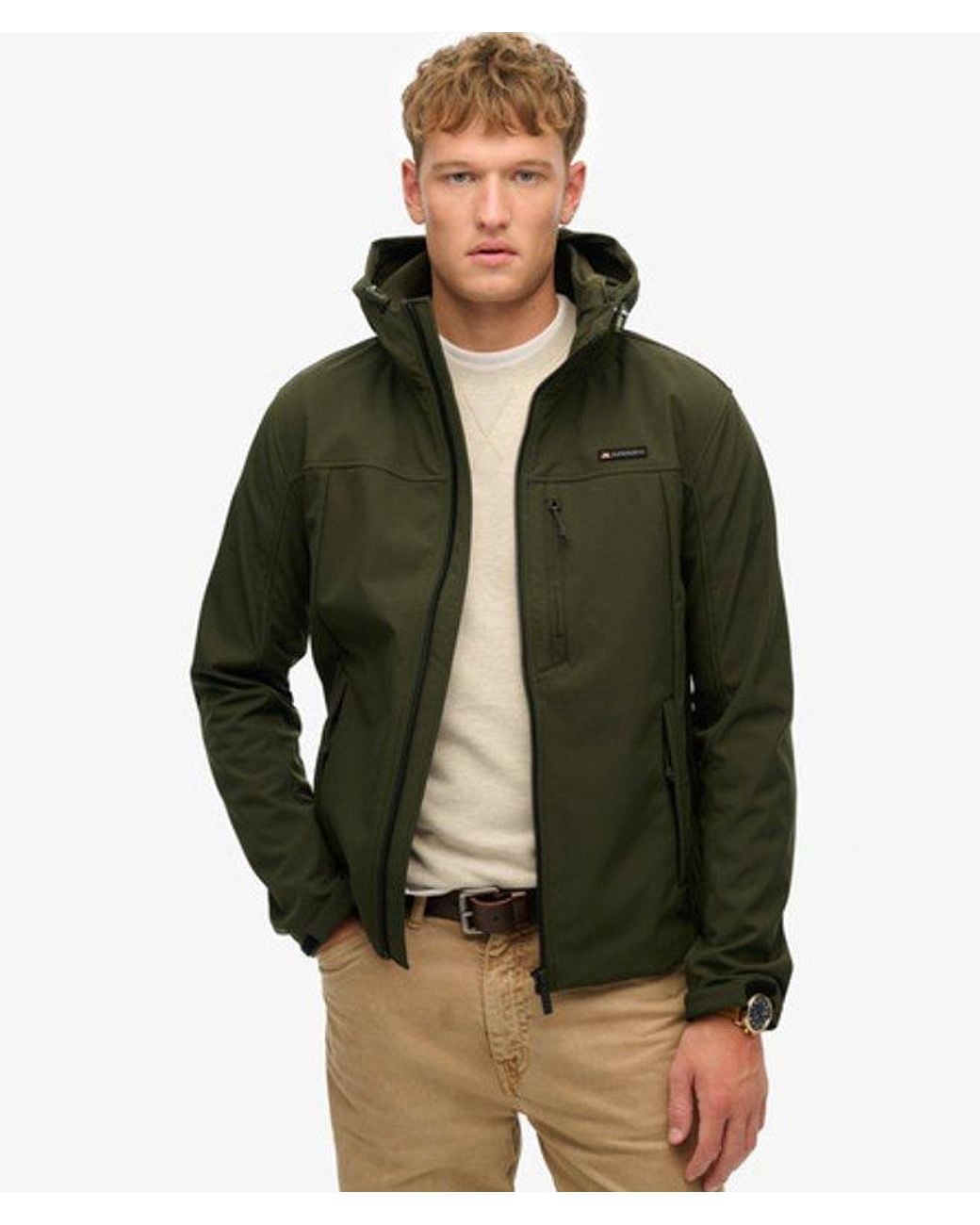Superdry Green Hooded Soft Shell Trekker Jacket for men