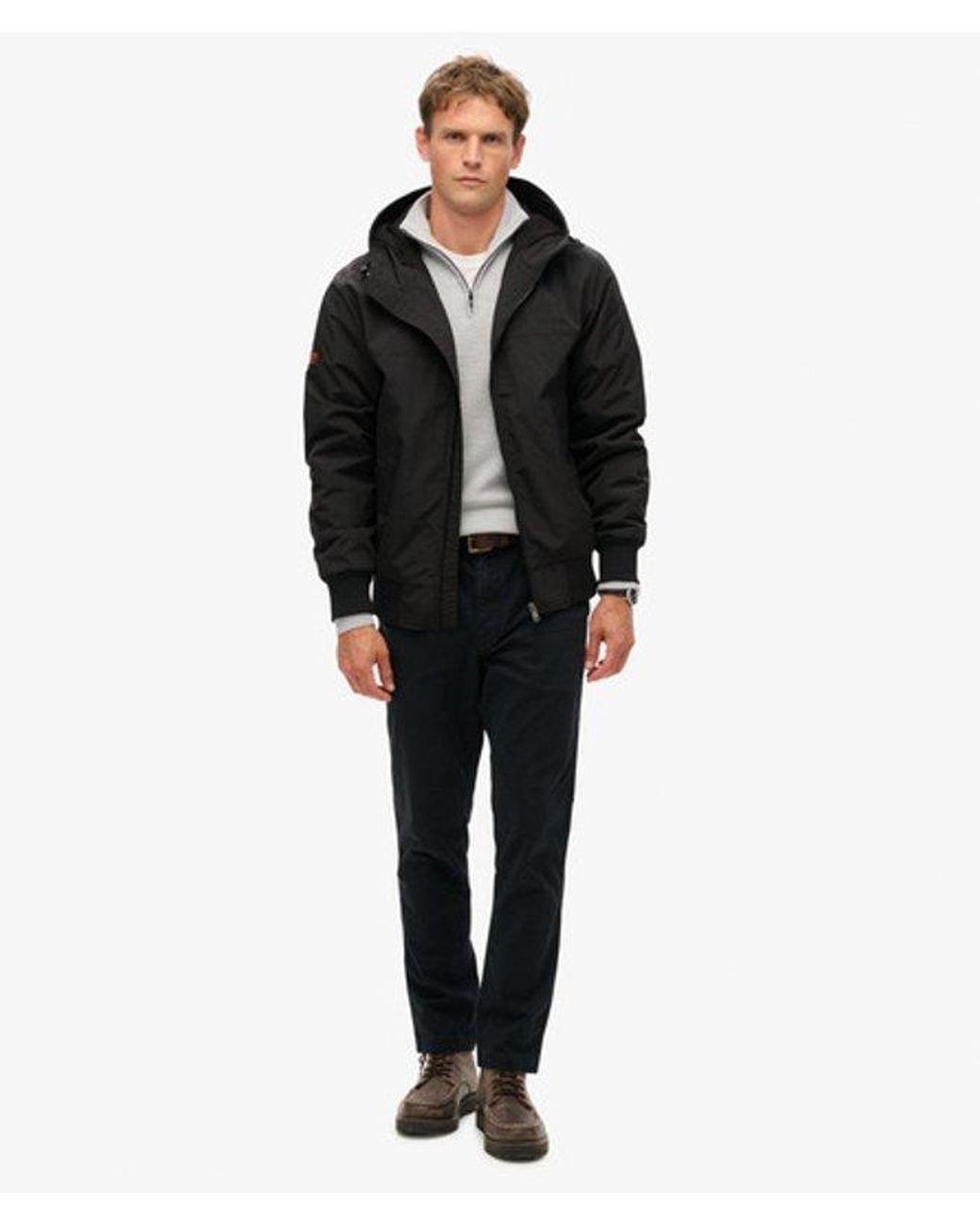 Superdry Black & Co Surplus Nylon Hooded Bomber Jacket for men