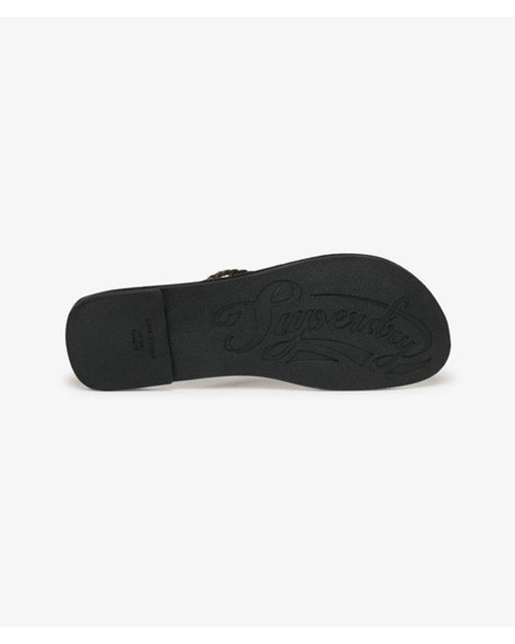 Femme Tongs Tressées En Simili Cuir Taille Superdry en coloris Brown