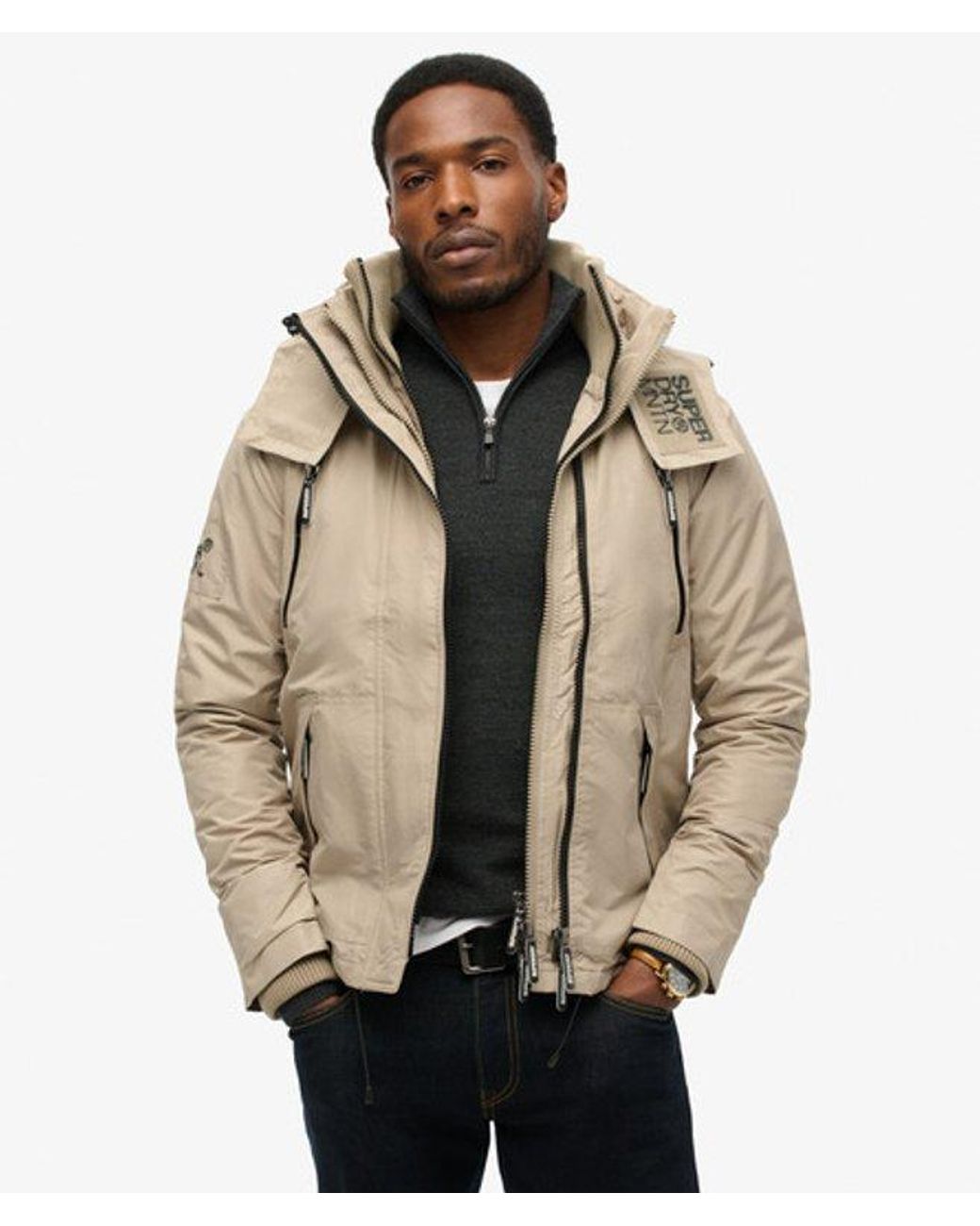 Superdry Natural Mens Embroidered Mountain Sd Windcheater Jacket for men