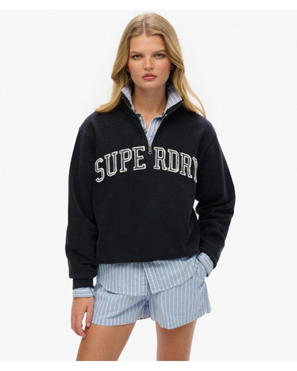 Superdry Black & Co Athletic Essentials Applique Half Zip Sweatshirt