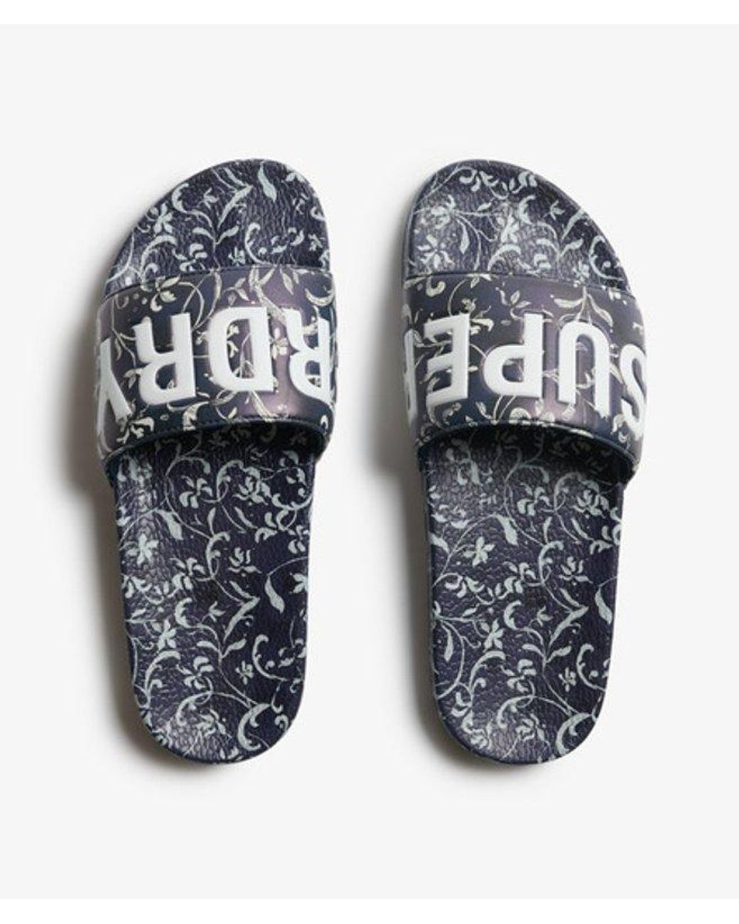 Superdry Blue & Co All Over Printed Pool Sliders