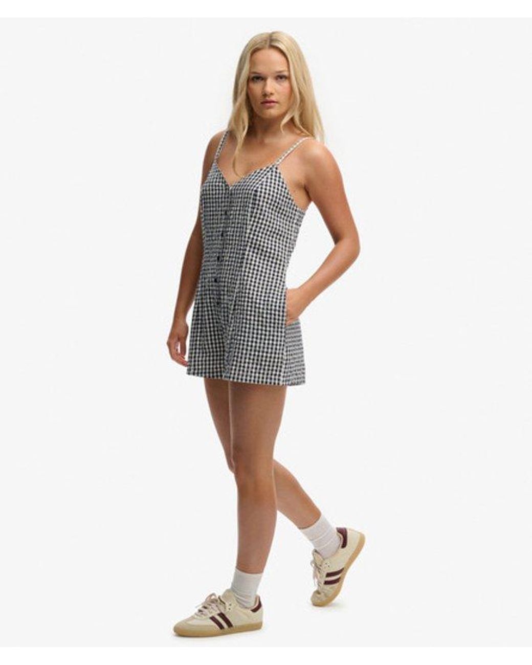 Superdry Blue & Co Gingham Cami Playsuit