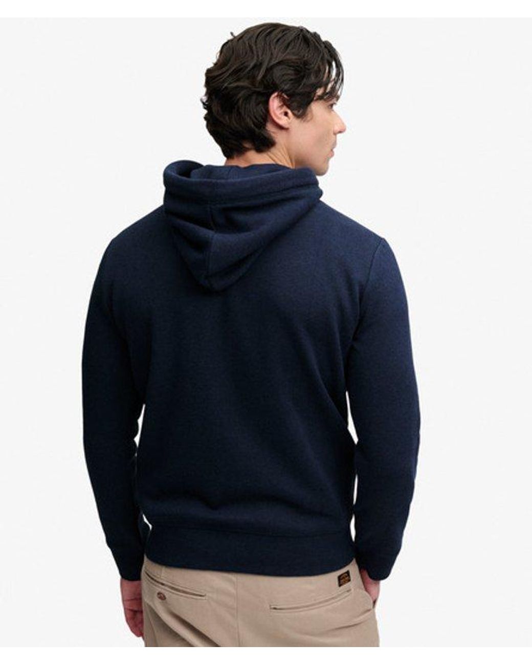 Superdry Blue & Co Vintage Logo Embroidered Hoodie for men
