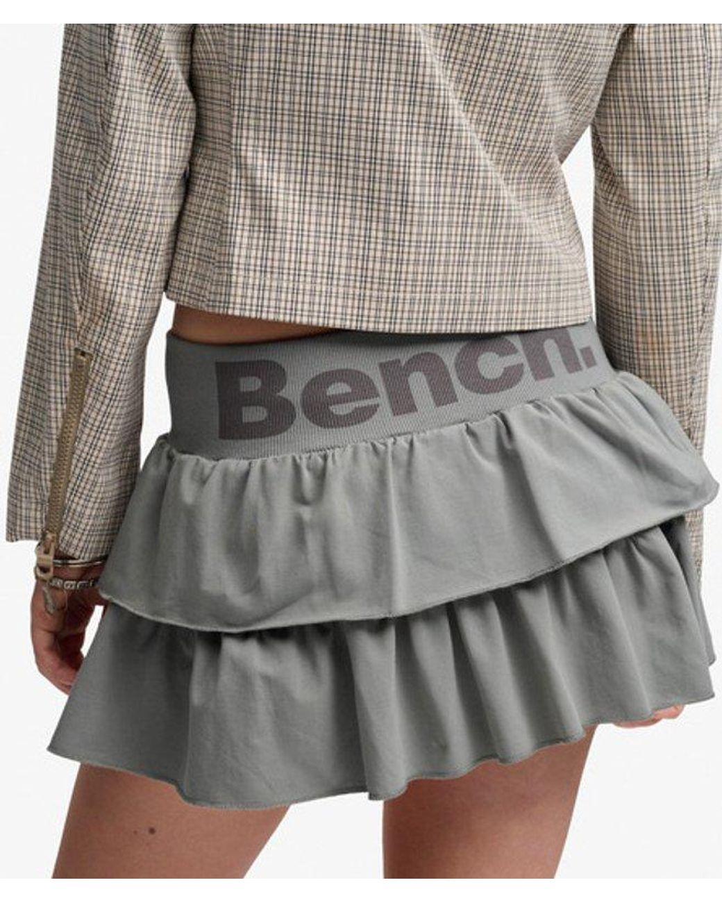 Superdry Gray Bench X & Co Bench Low Rise Tiered Skirt