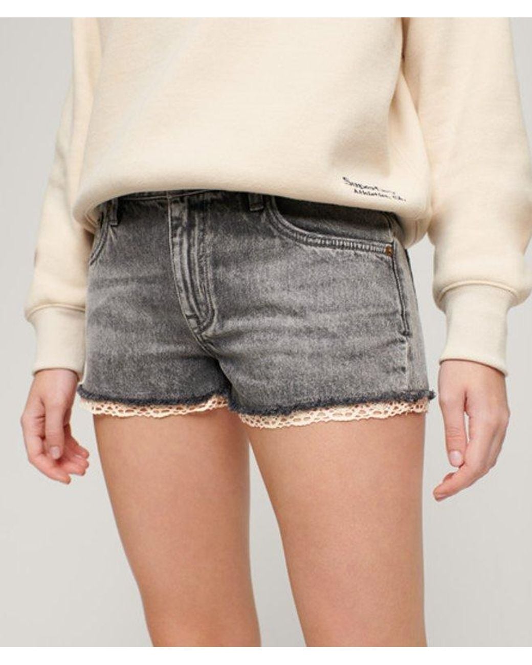 Superdry Gray Denim Hot Shorts - Size: 29