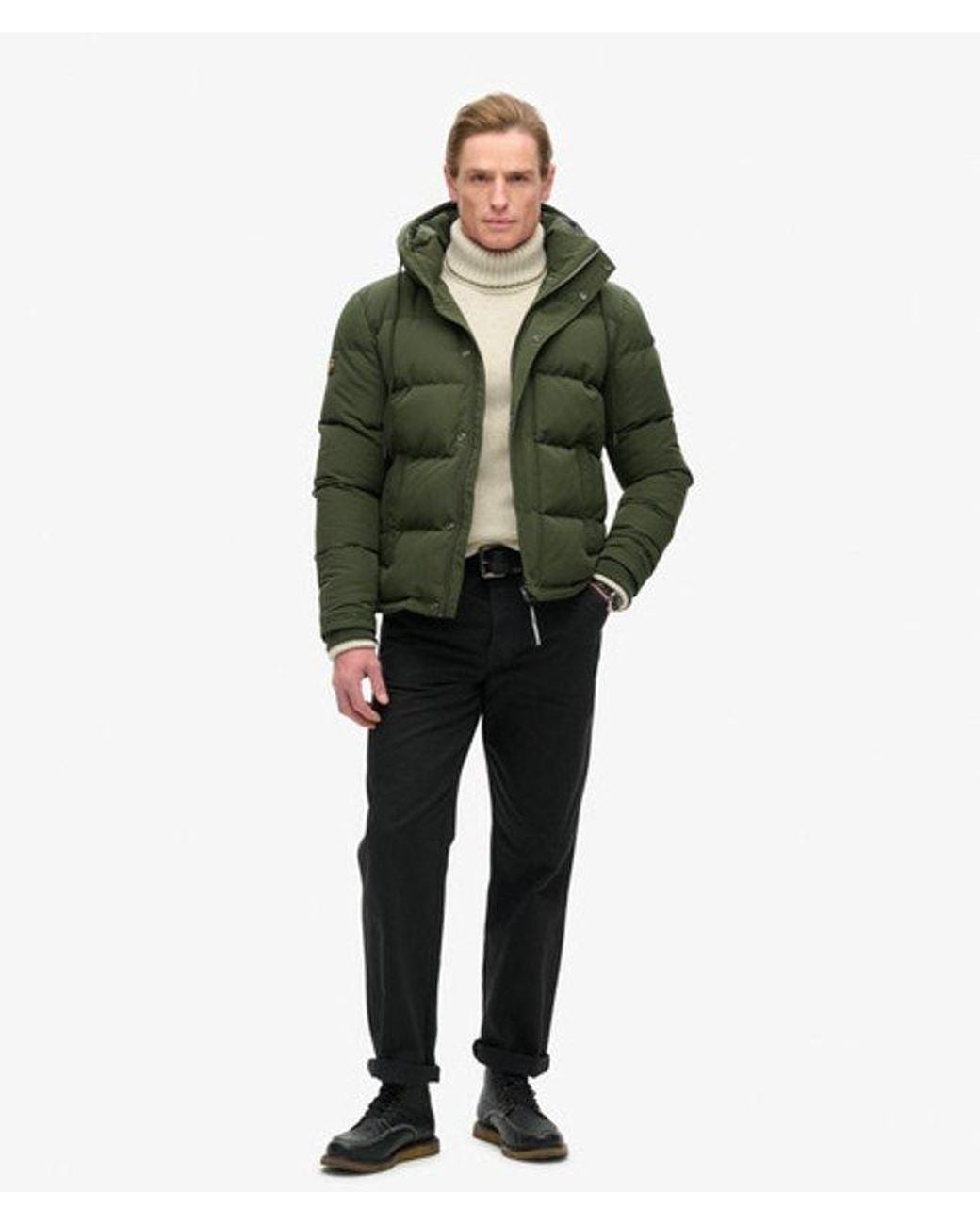 Superdry Green & Co Everest Short Hooded Puffer Jacket for men