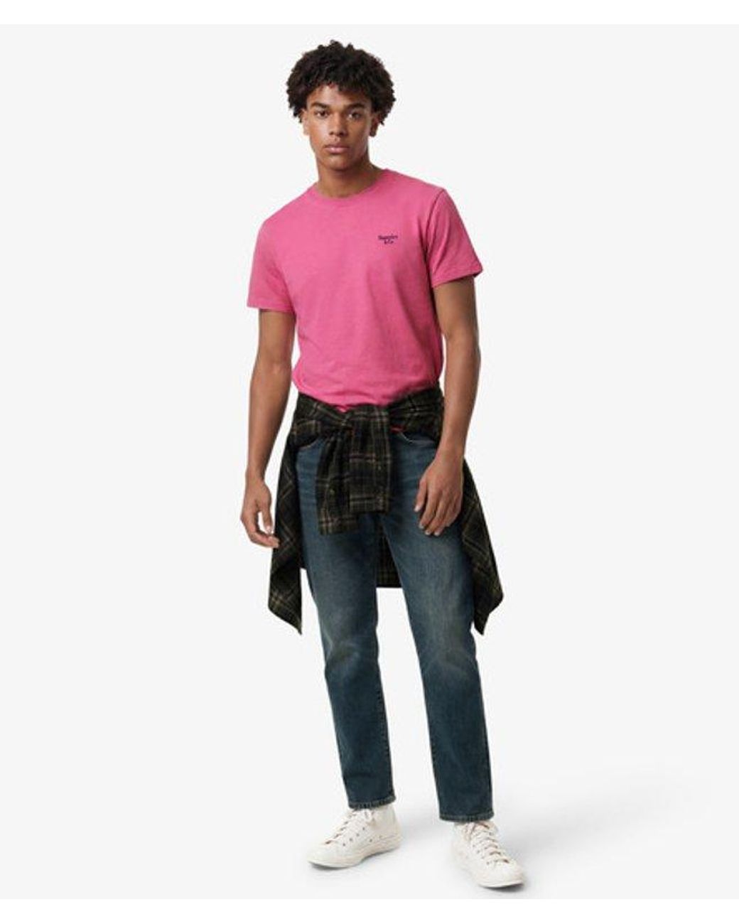 Superdry Pink & Co Essential Serif Logo Embroidered T-shirt for men