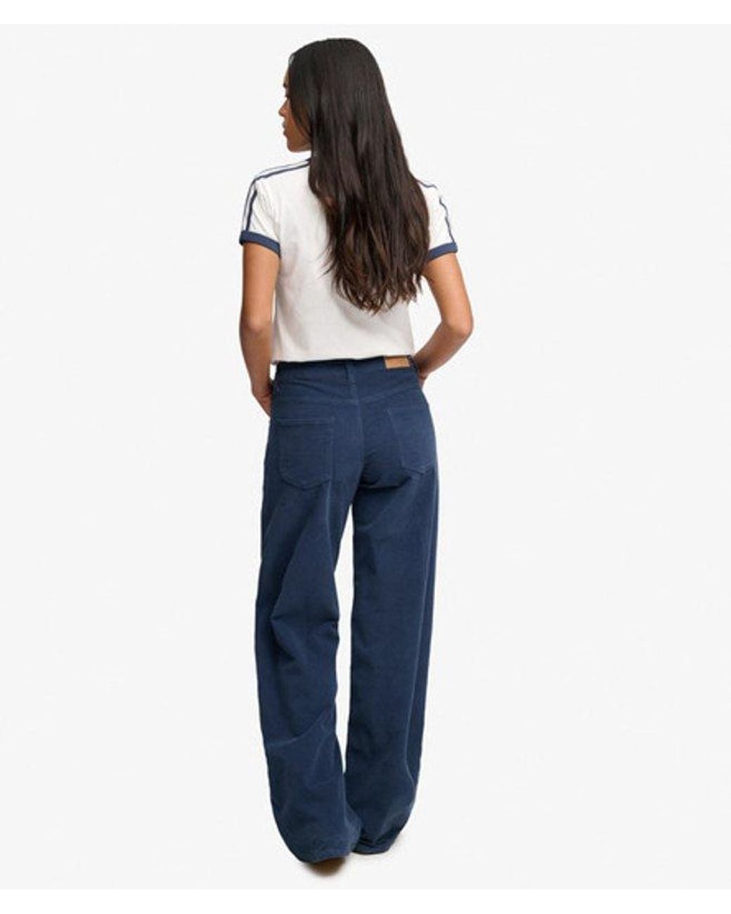 Superdry Blue & Co Mid Rise baggy Corduroy Trousers