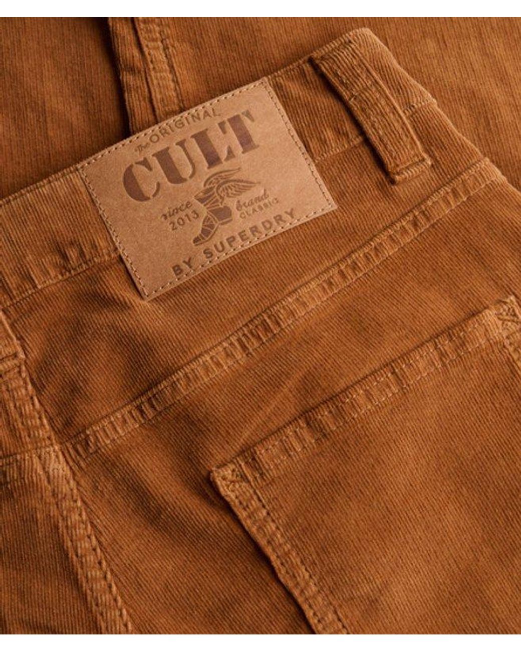 Superdry Brown Mid Rise Baggy Corduroy Trousers Size: 26/32
