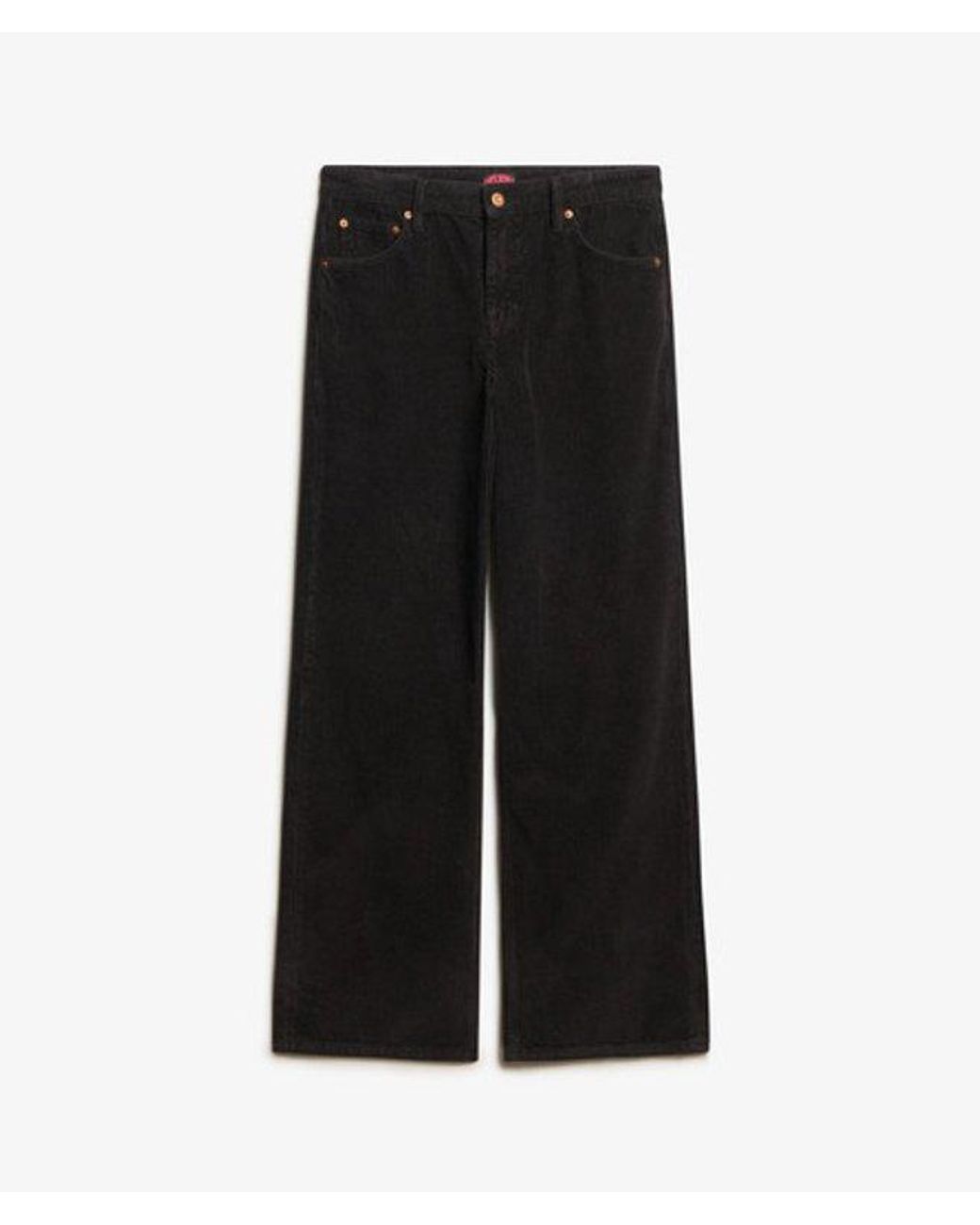 Superdry White & Co Classic Logo Patch Mid Rise Wide Leg Cord Trousers