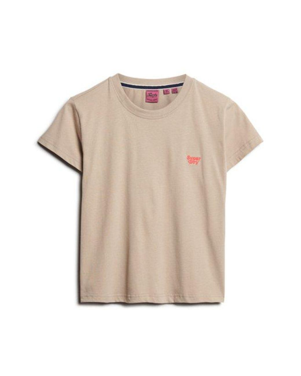 Superdry Natural & Co Embroidered Essential Logo Crew Neck Fitted Tee