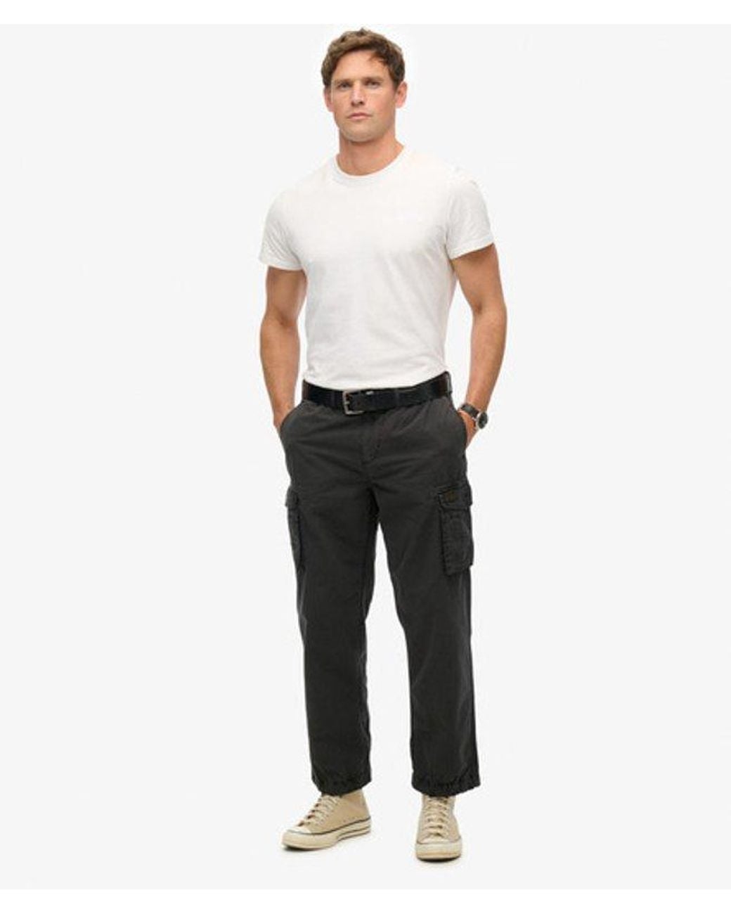 Superdry White Parachute Light Cargo Pants Size: 30/32 for men