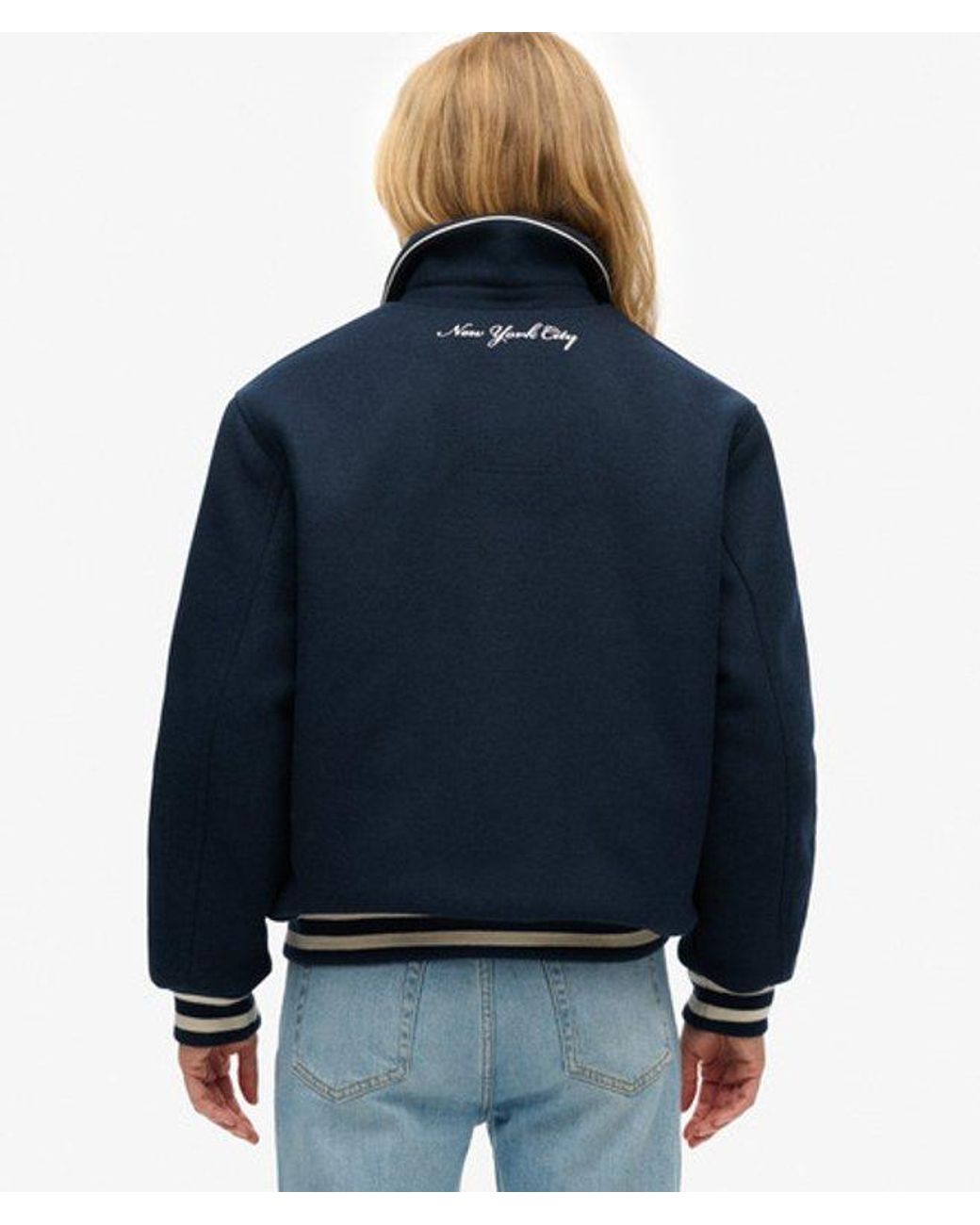 Superdry Blue & Co Country Club Wool Blend Bomber Jacket