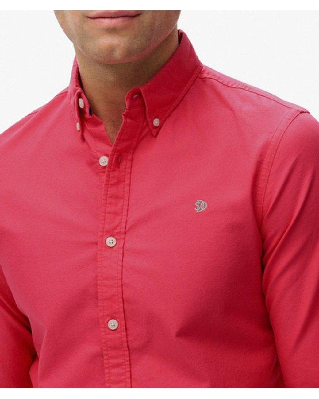 Superdry Red & Co Classic Oxford Long Sleeve Shirt for men