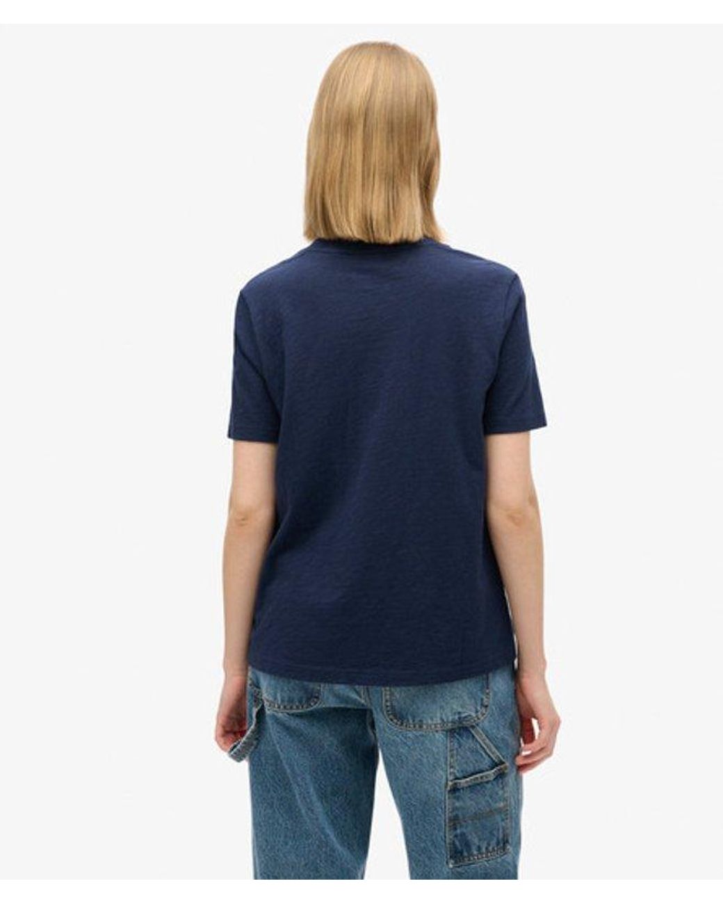 Superdry Blue Glitter Logo Relaxed T-shirt