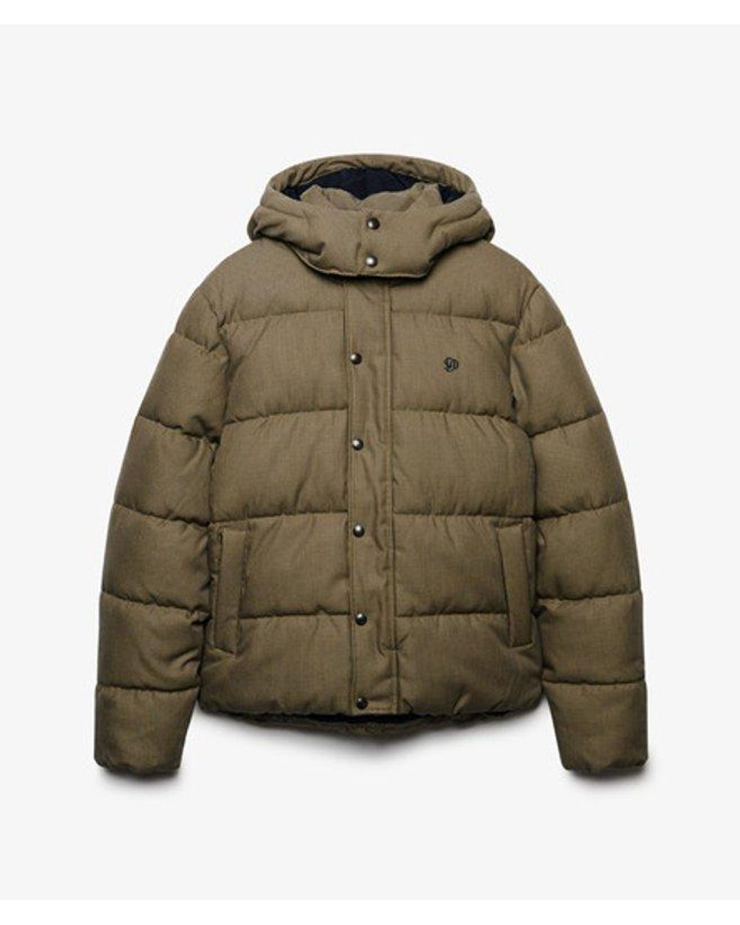 Superdry Green & Co Premium Hooded Check Puffer Jacket for men