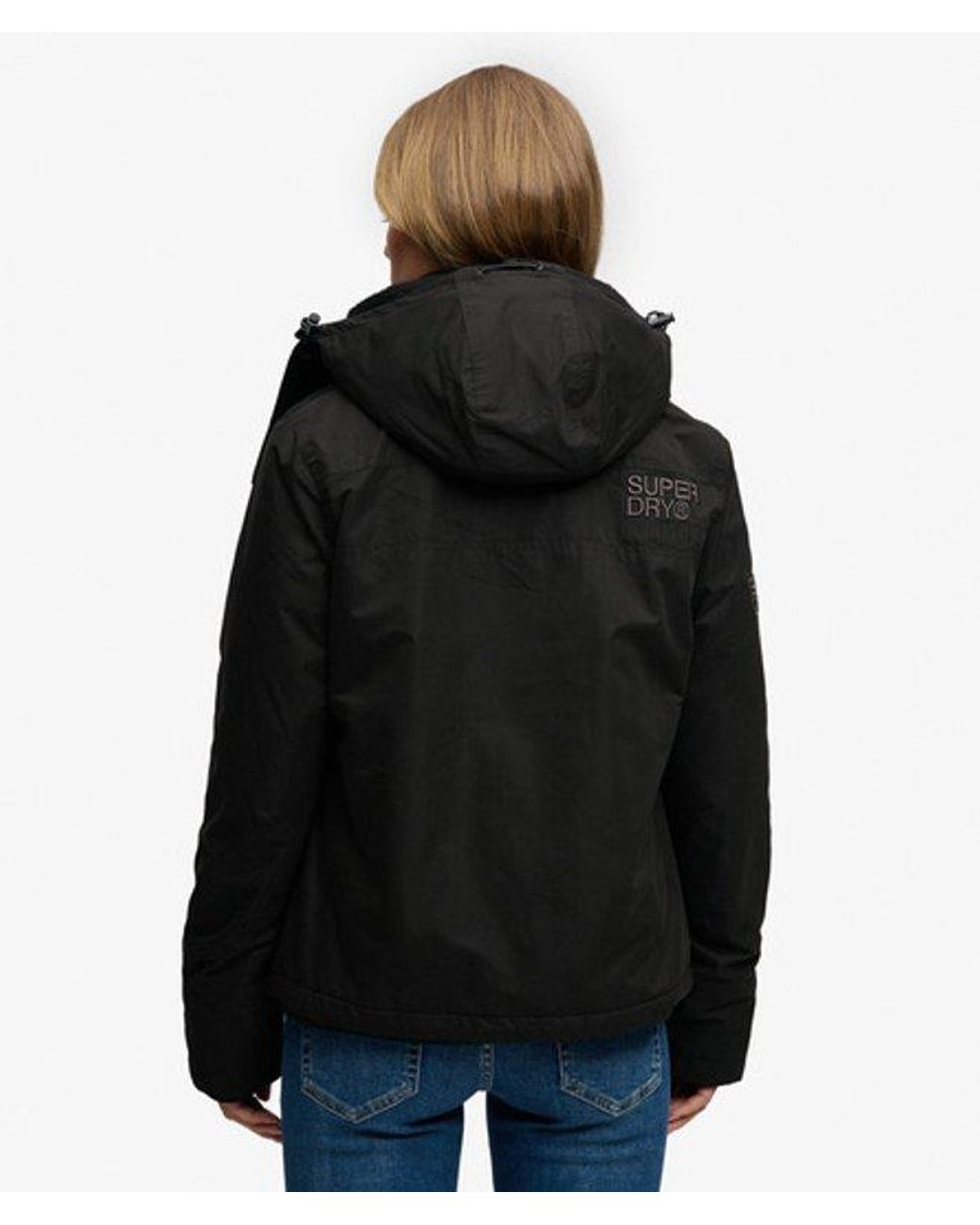 Superdry Black Hooded Microfibre Arctic Windcheater Jacket
