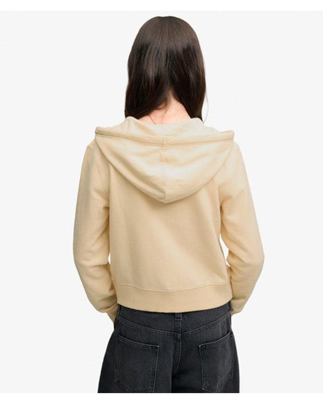 Superdry Natural & Co Athletic Essentials Embroidered Cropped Zip Hoodie