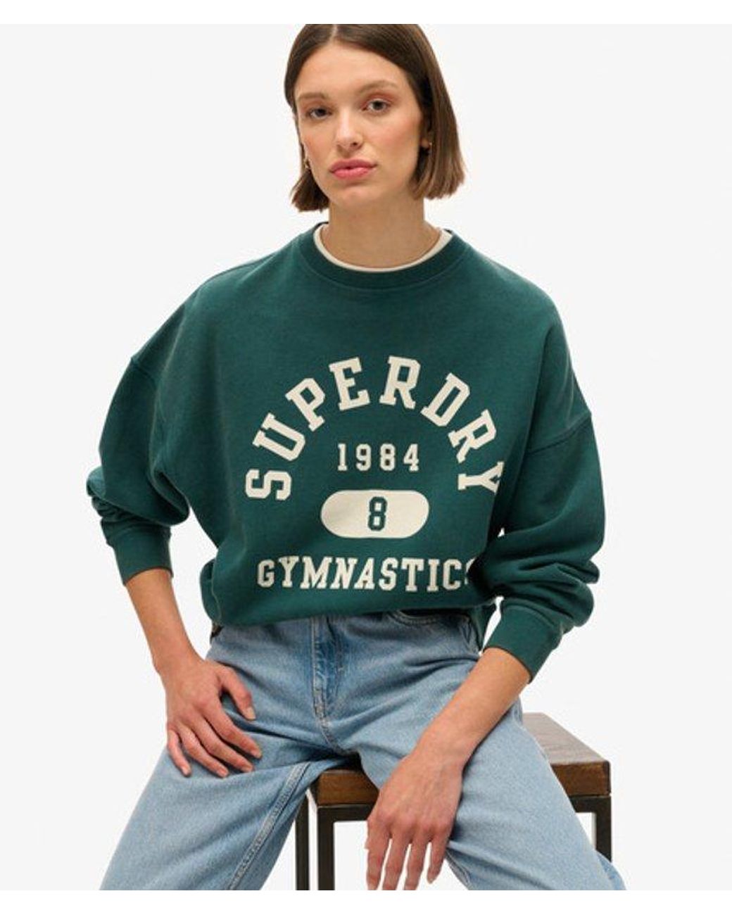 Superdry Green & Co Athletic Essentials Oversized Printed Sweatshirt