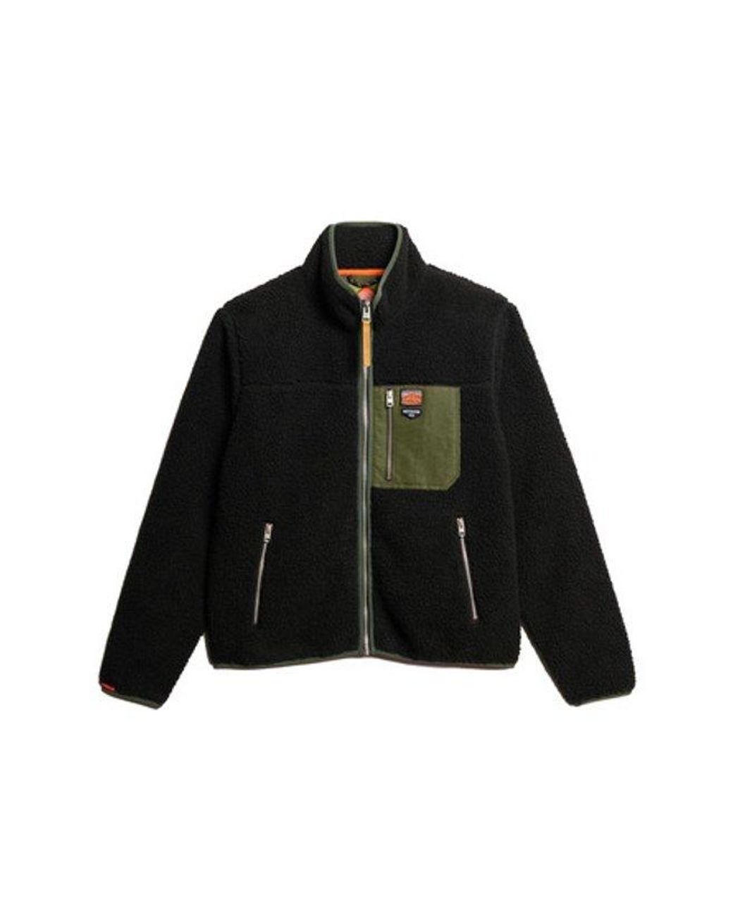 Superdry Black & Co Classic Logo Badge Vintage Retro Full Zip Fleece for men
