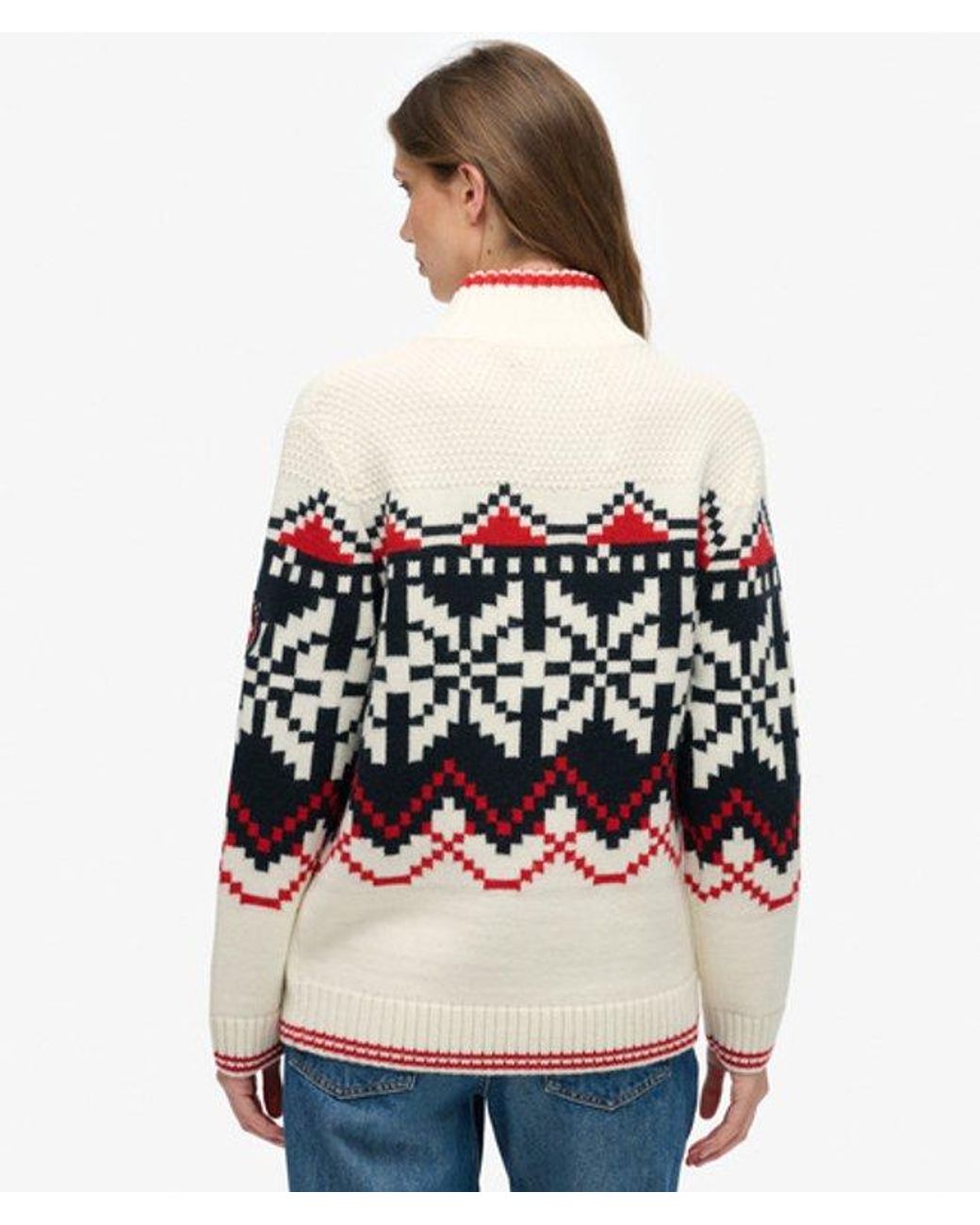 Superdry White & Co Intarsia Half Zip Jumper
