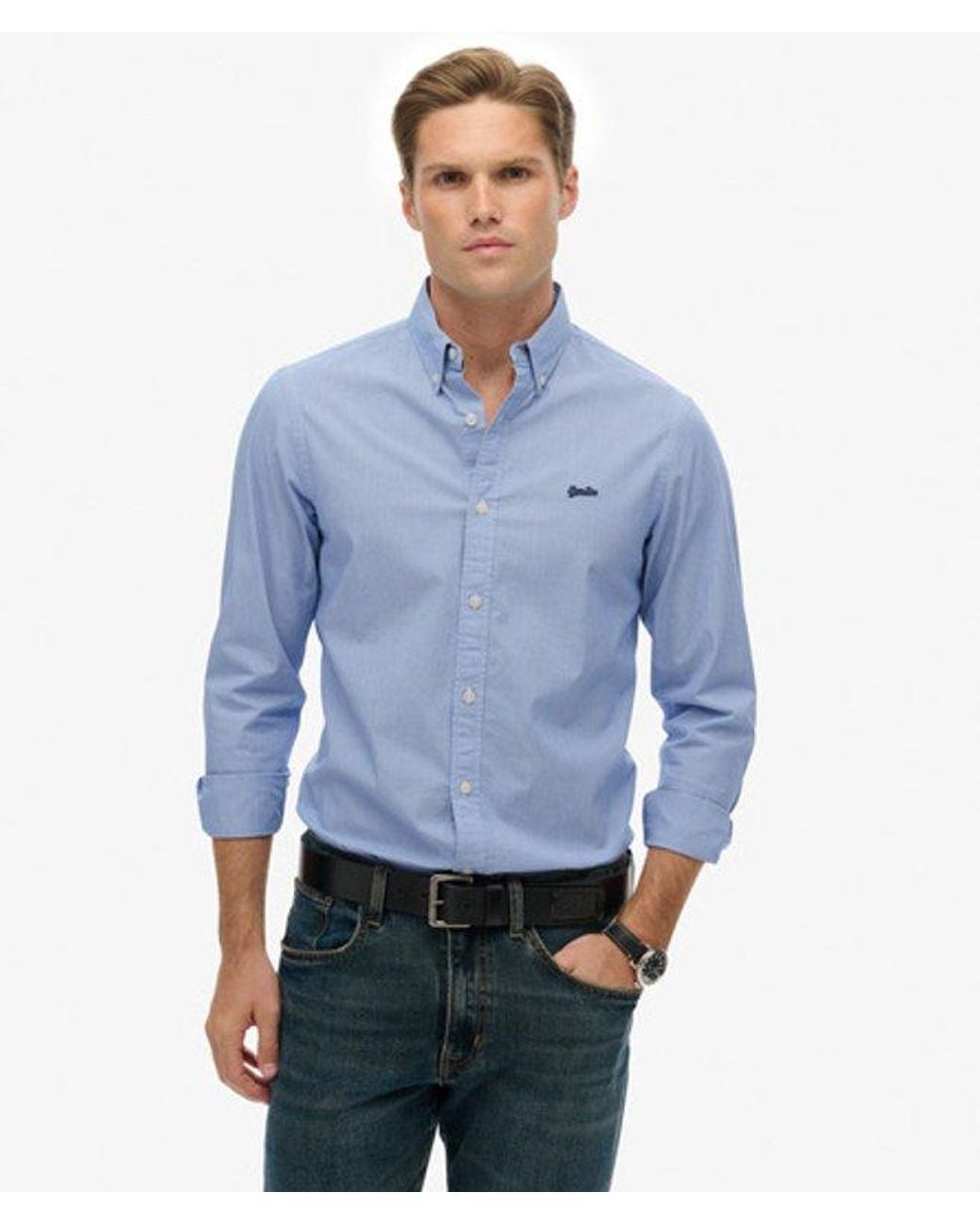 Superdry Blue & Co Essentials Tailored Lite Shirt for men