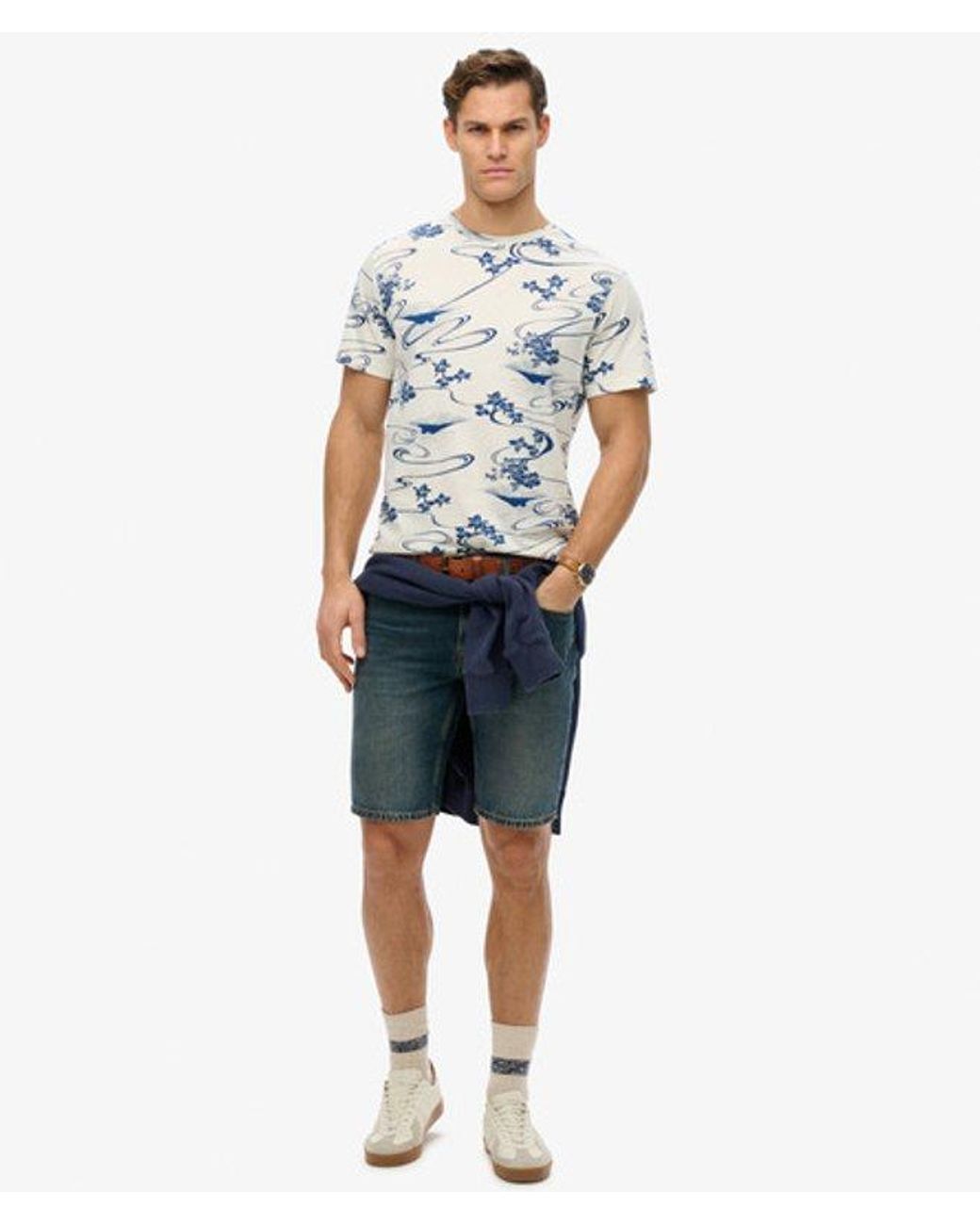 Superdry Blue & Co Classic Essential Printed T-shirt for men
