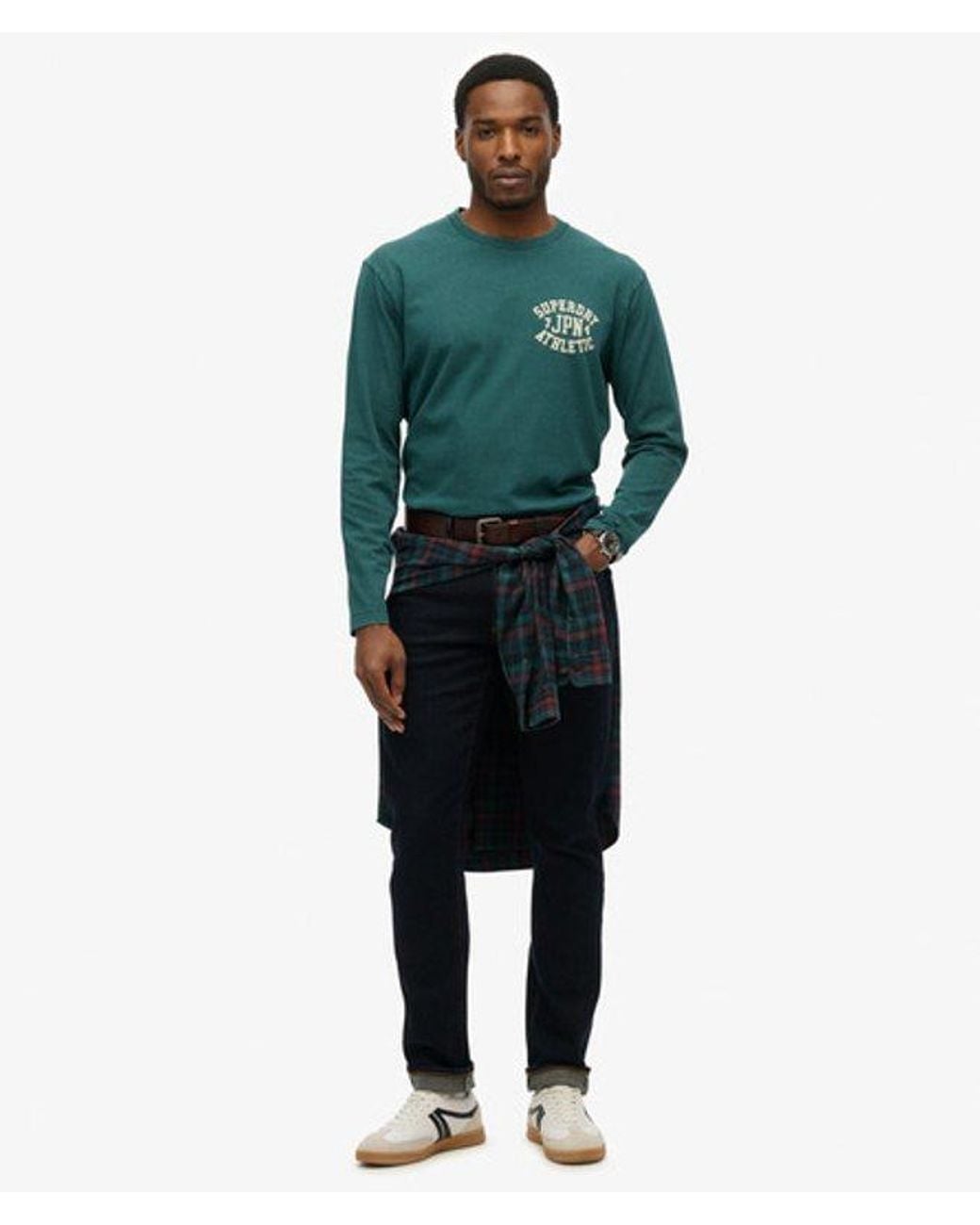Superdry Green Athletic Essentials Long Sleeve Top for men