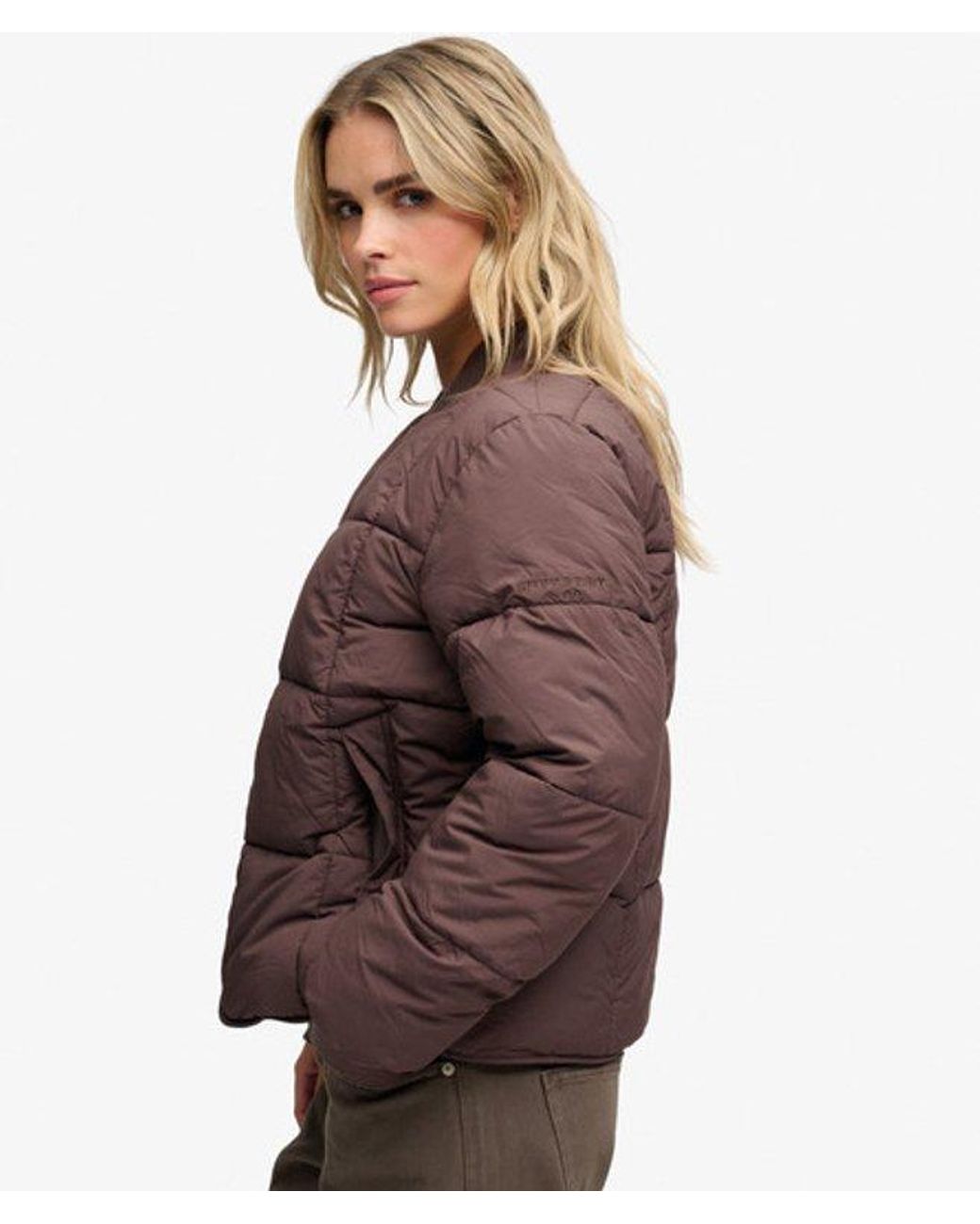 Superdry Brown & Co Large Box Quilt Liner Jacket