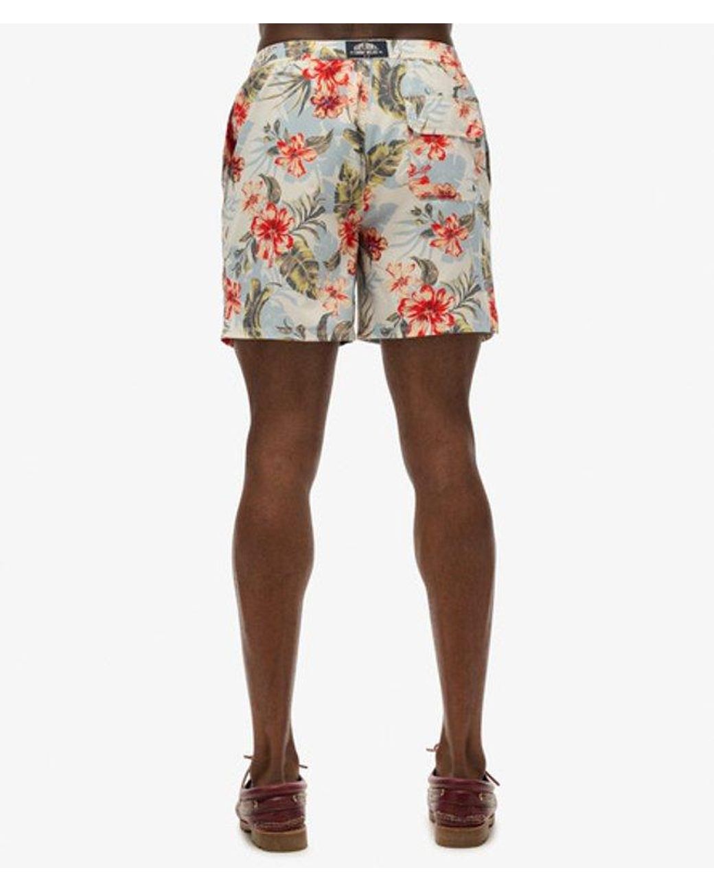 Superdry Red & Co Hawaiian Print 16-inch Swim Shorts for men
