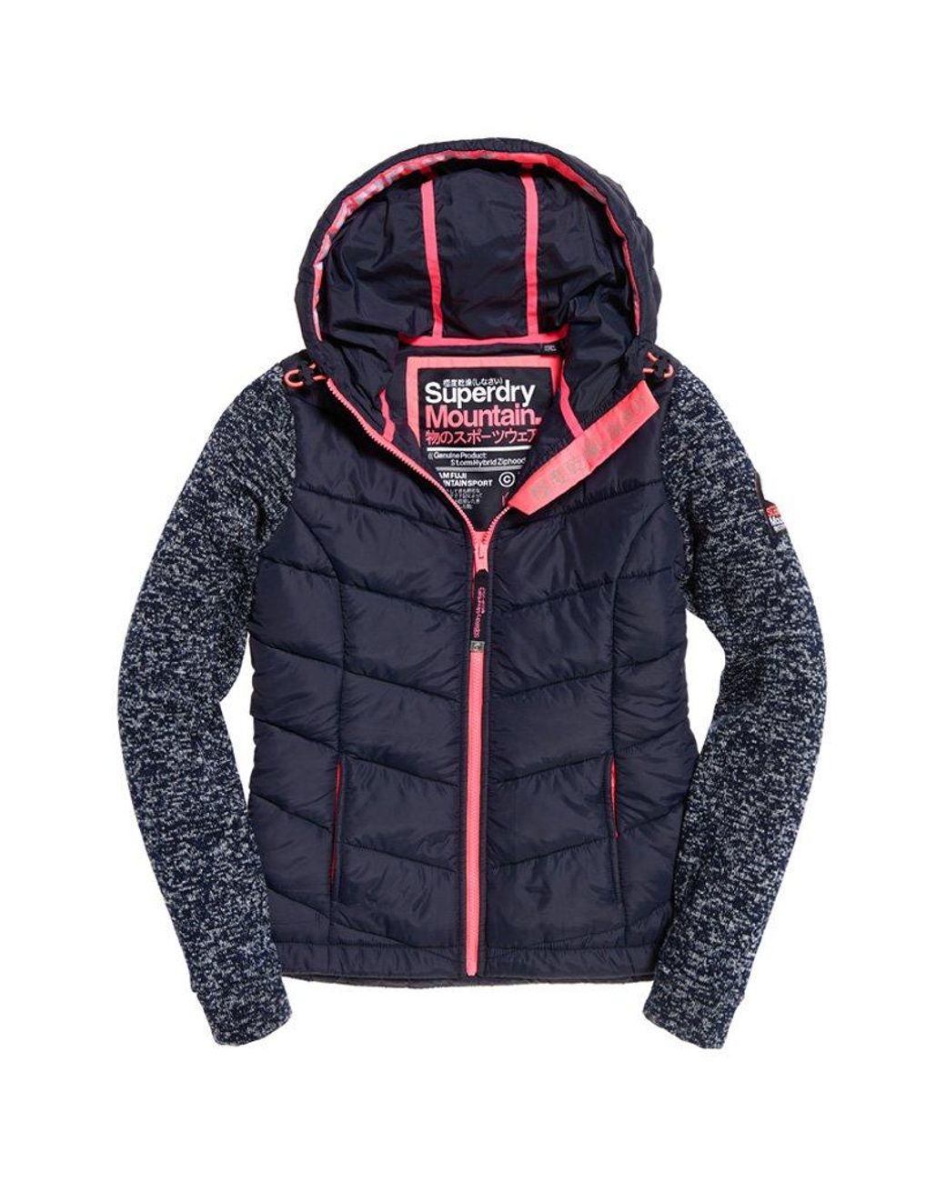 Superdry Storm Hybrid Zip Hood in Grey Slate