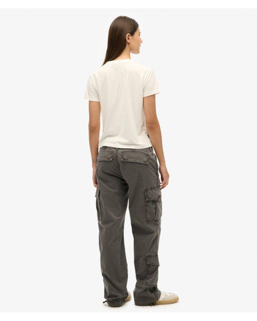Superdry Gray & Co Ladies Loose Fit Low Rise Straight Cargo Pants