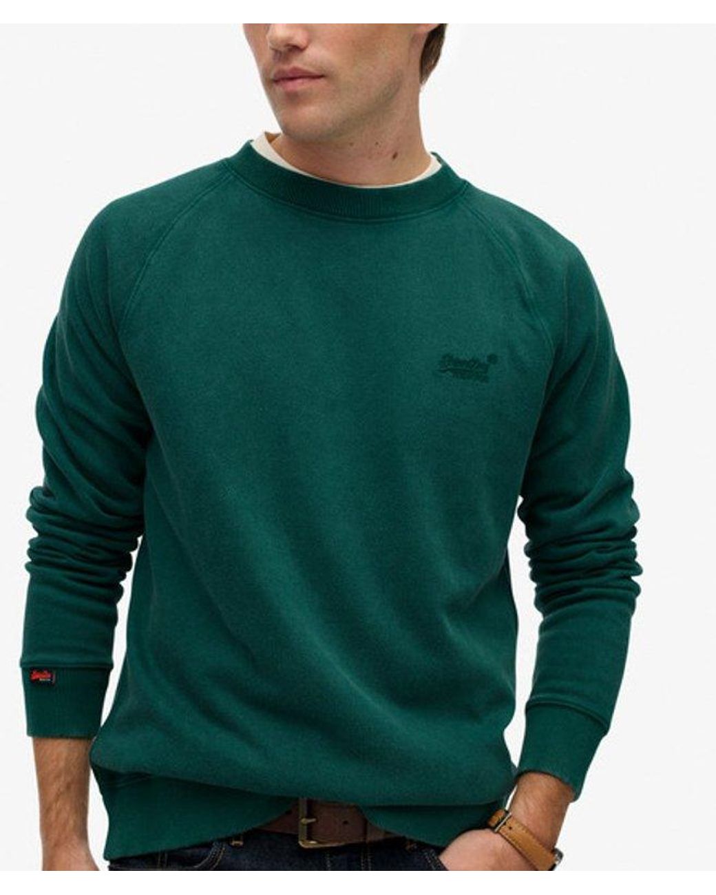 Superdry Green & Co Essential Logo Raglan Crew Sweatshirt for men