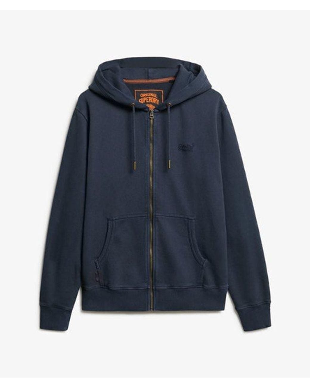 Superdry Essential Logo Washed Hoodie Met Rits in het Blue voor heren