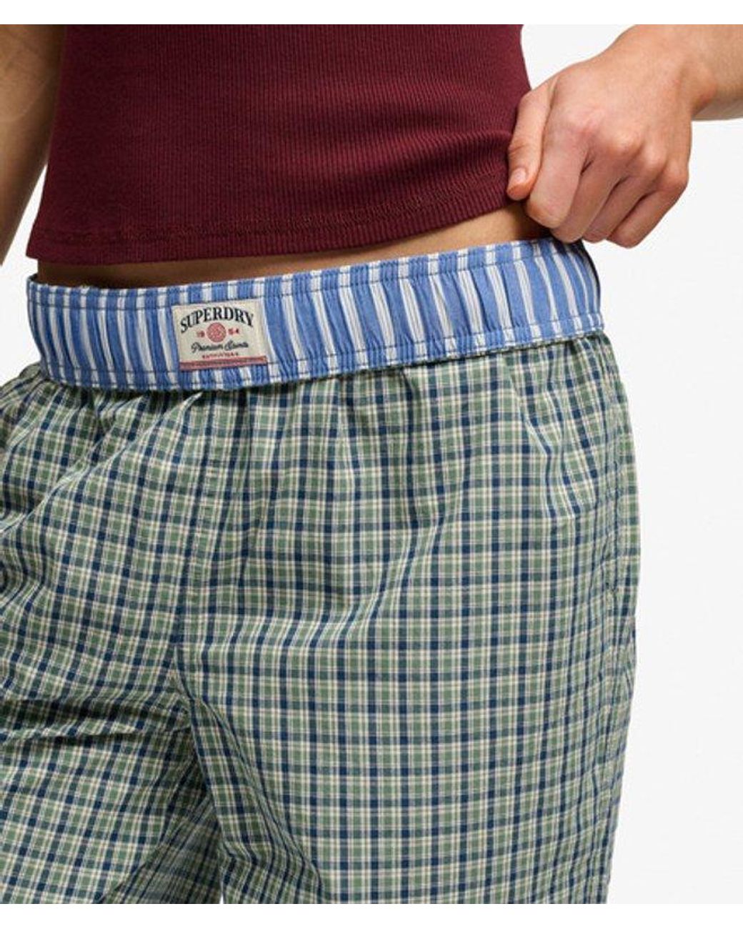 Superdry Purple & Co Mini Check Cotton Trousers
