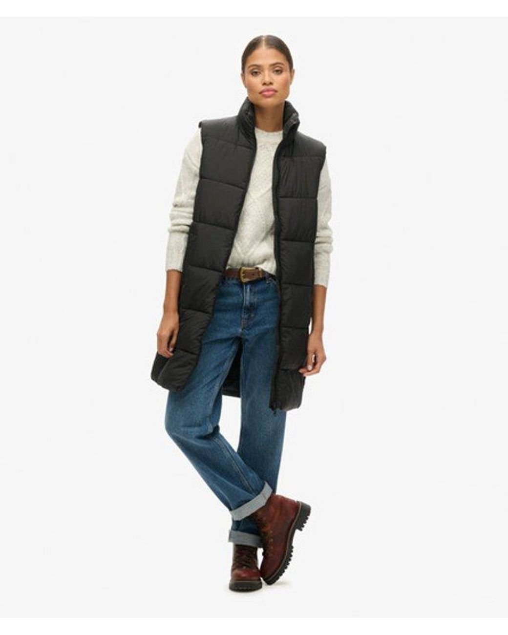 Superdry Black & Co Classic Quilted Long Gilet