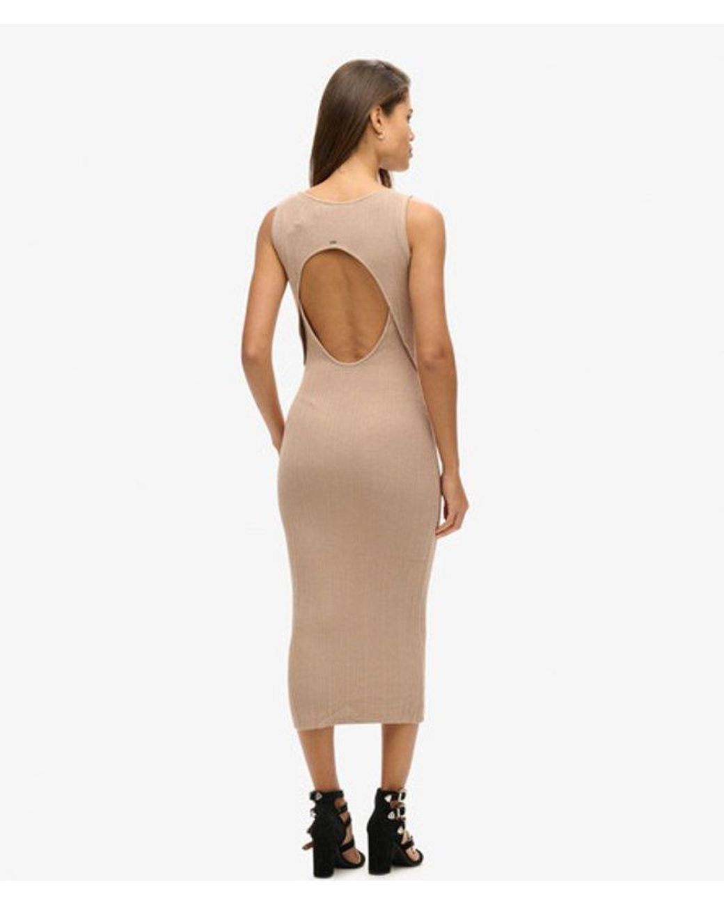 Superdry Natural & Co Rayon Backless Knitted Midi Dress