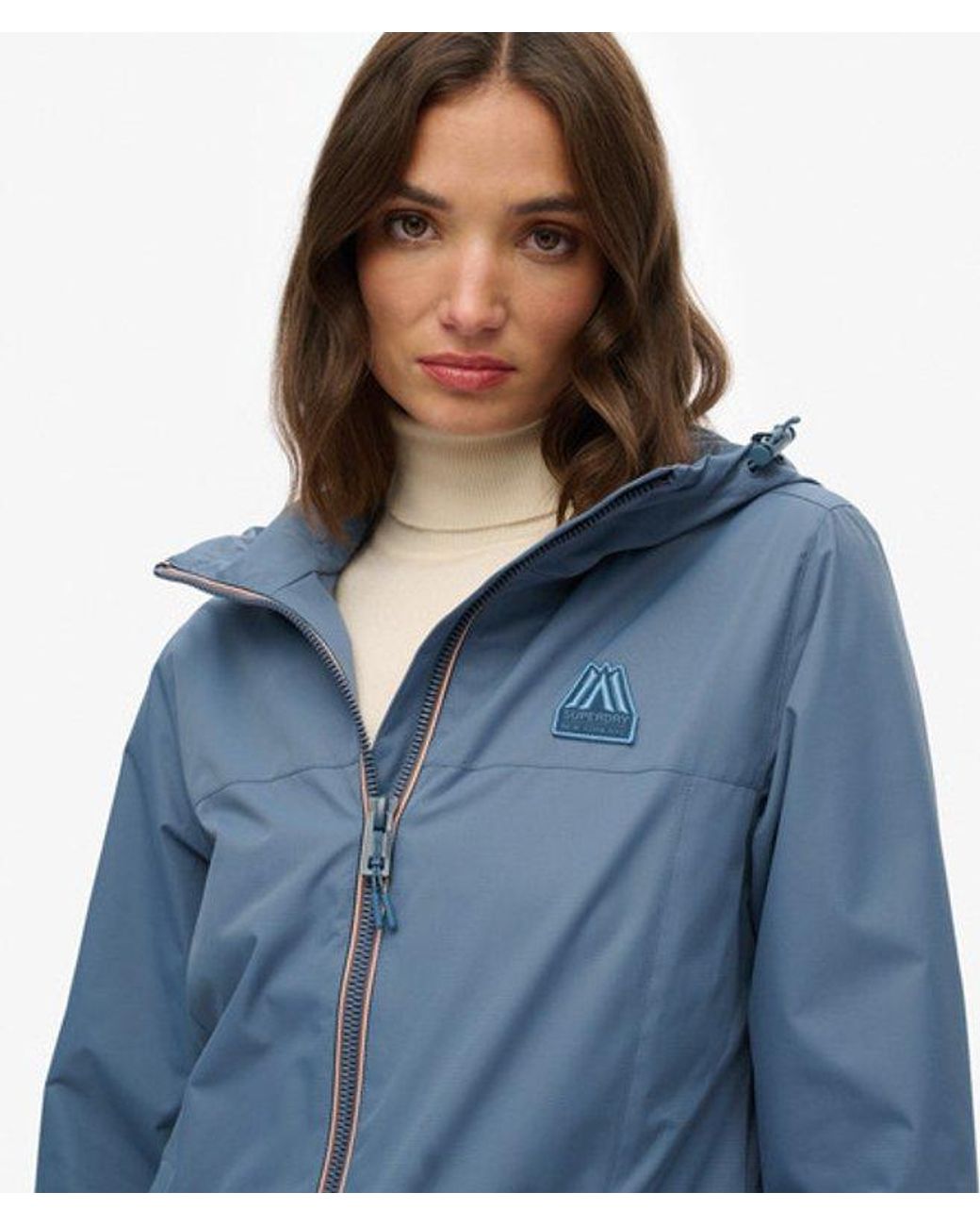 Superdry Blue Longline Tri Windbreaker Jacket
